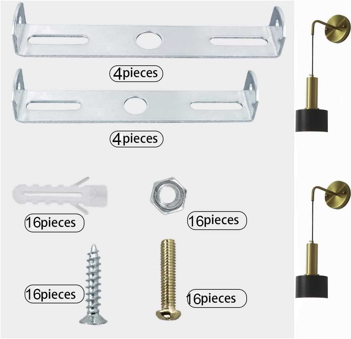 RGHJAR-8Pieces Light Fixture Mounting Bracket Crossbar Kit for Ceiling Pendant Wall Light Sconce Mounting Plate with Screws