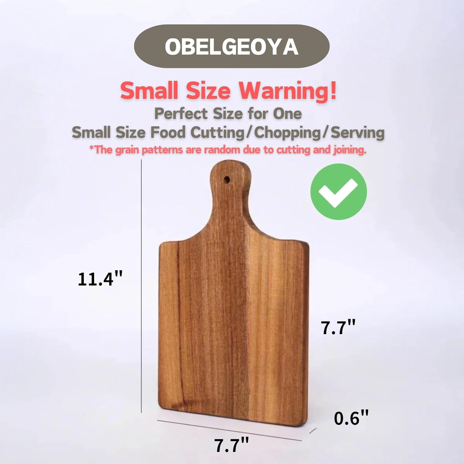 RGHJAR-Acacia Wood Serving Board with Handle, Small Size 11" x 8"- Wooden Cutting Chopping Board for Meat, Vegetables, Bread, Charcuterie, Cheese Board - Food Serving Tray for Kitchen Appetizers
