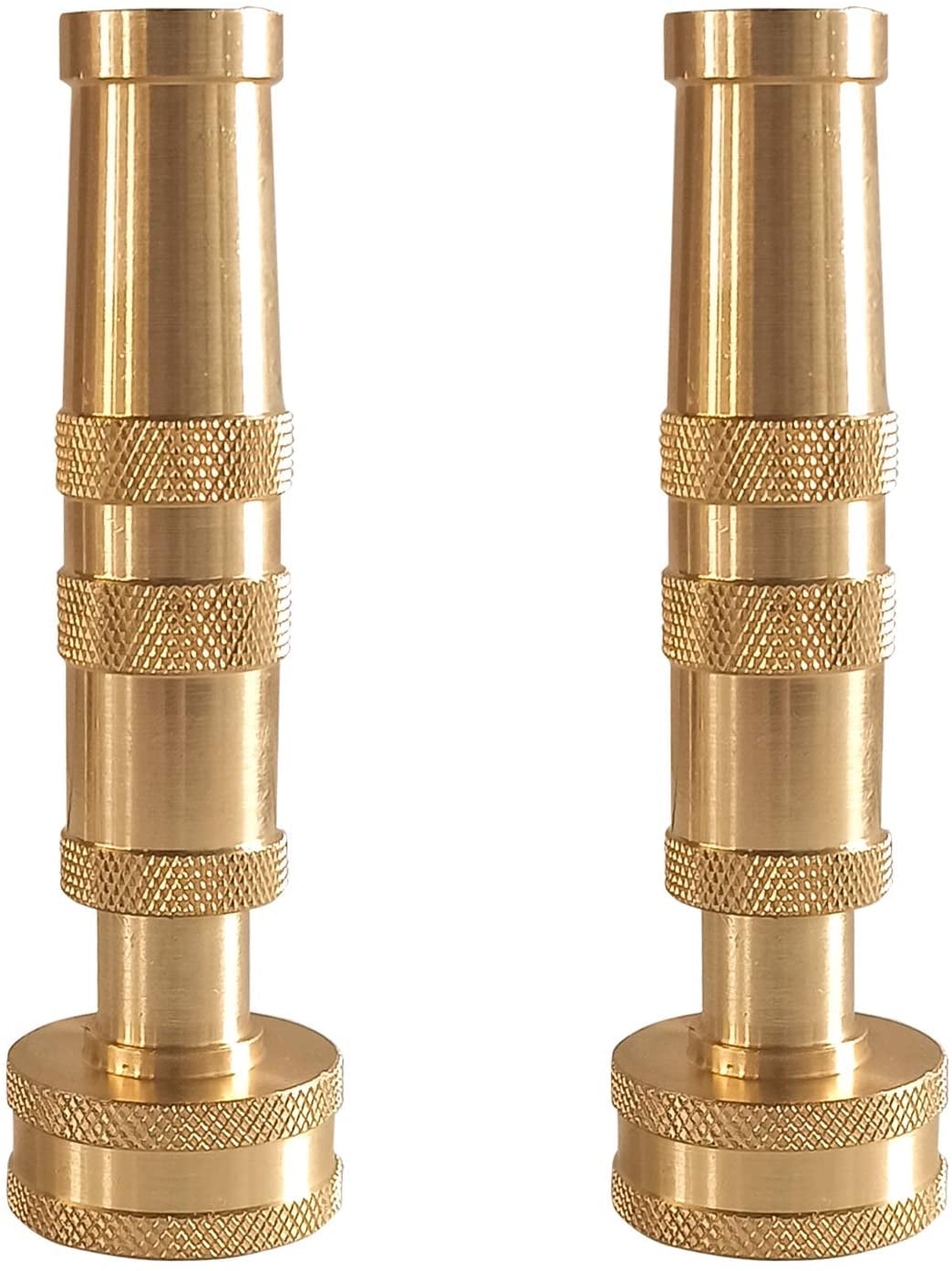 RGHJAR-Adjustable Twist Hose Nozzle, 4" Heavy-Duty Brass Hose Nozzle with 10 Garden Hose Rubber Washers, 2 Pack