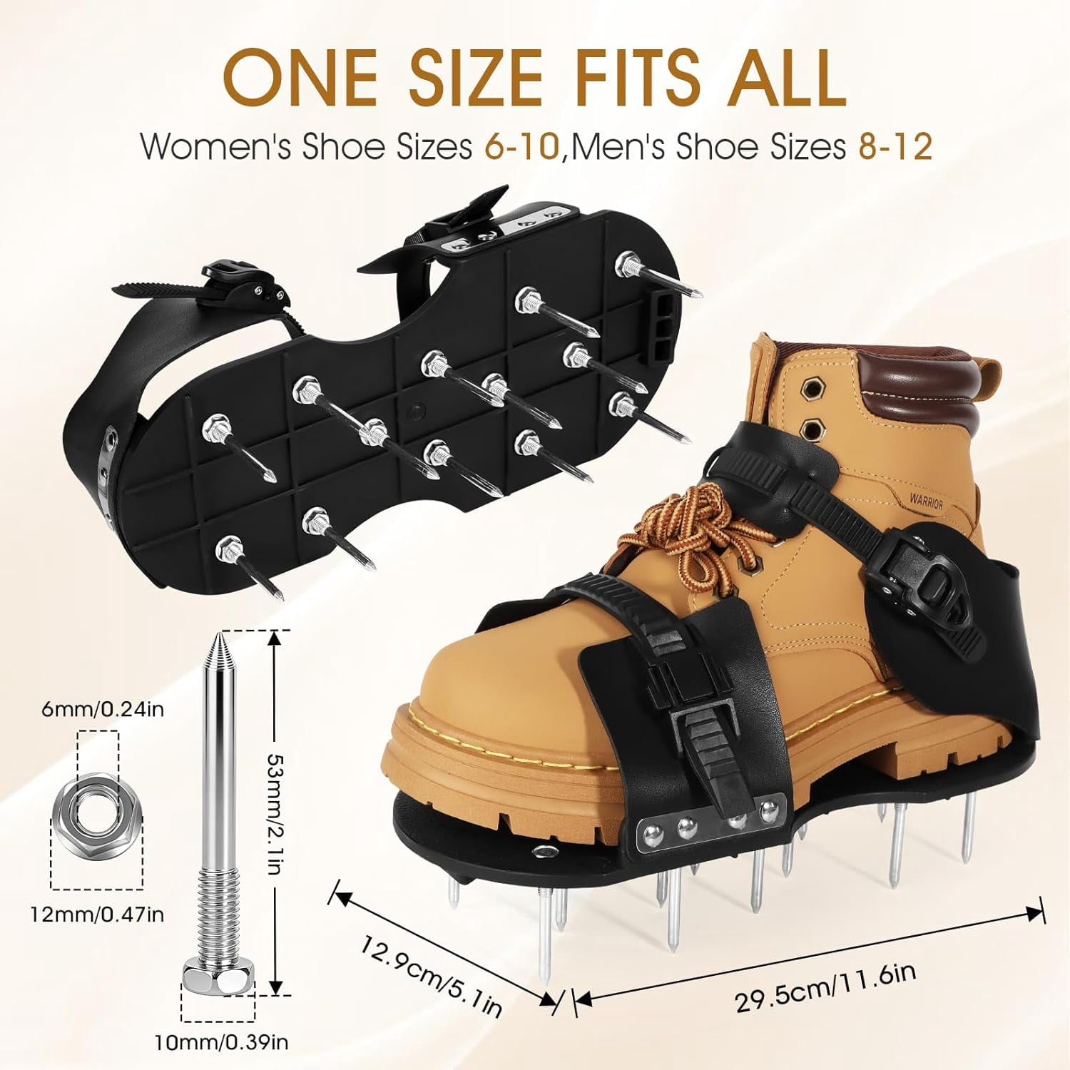 RGHJAR-Aerator Shoes, Lawn Aerator Shoes for Grass, Aeration Shoes for Lawn with Foot Protection, Spike Shoes Tool for Lawn Aerating with 5mm Metal Base and Adjustable Straps (Buckle)