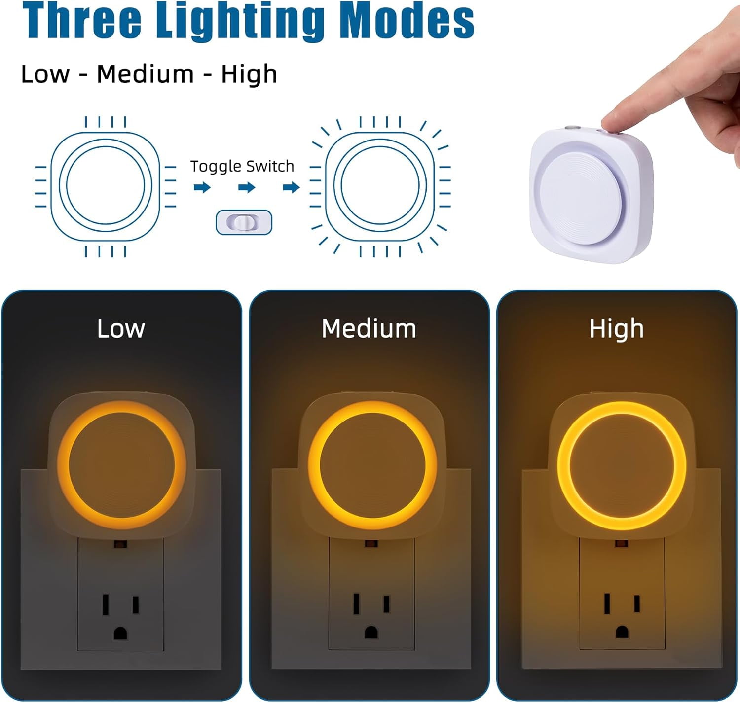 RGHJAR-Amber Night Lights Plug into Wall, 4 Packs Dimmable Night Light with Dust to Dawn Sensor, Automatically Turn on and Off, Gentle Glow Nightlight for Bathroom,Bedroom,Stairs,Kitchen,Hallway, Amb