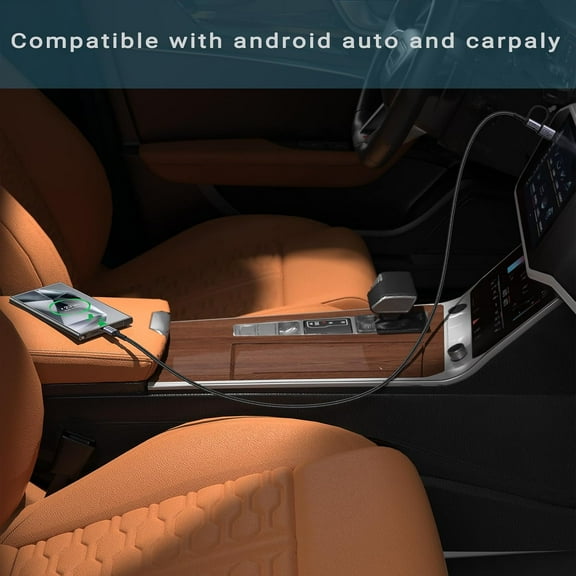 RGHJAR-Android Auto USB C Cable 2-in-1 [1.5ft, 2Pack] 240W Max USB 3.1 Gen 2 Fast Charging CarPlay Cable, Compatible with iPhone 16 15 Pro Max, Galaxy S23 S22 Ultra Note 20, SSD