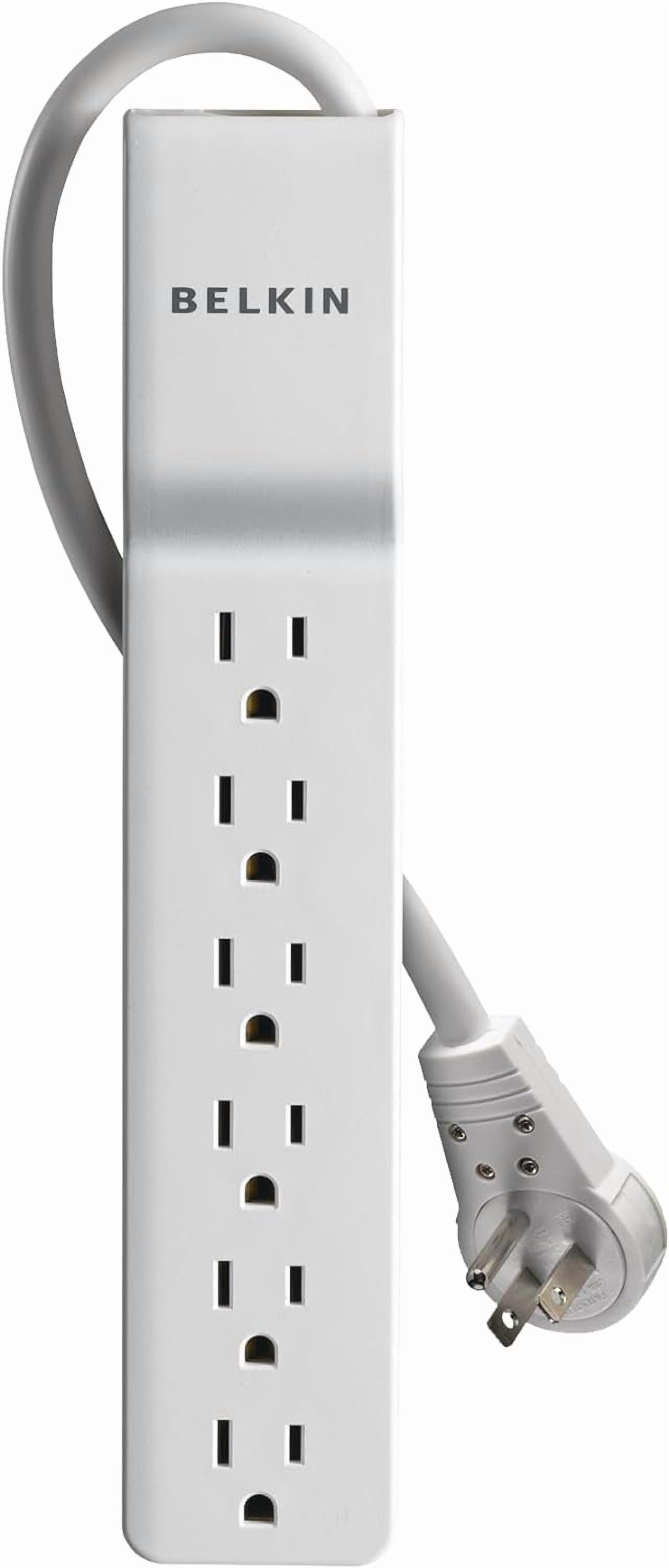RGHJAR-Belkin 6-Outlet SlimLine Power Strip Surge Protector, 6ft Cord and Rotating Plug, 700 Joules, White