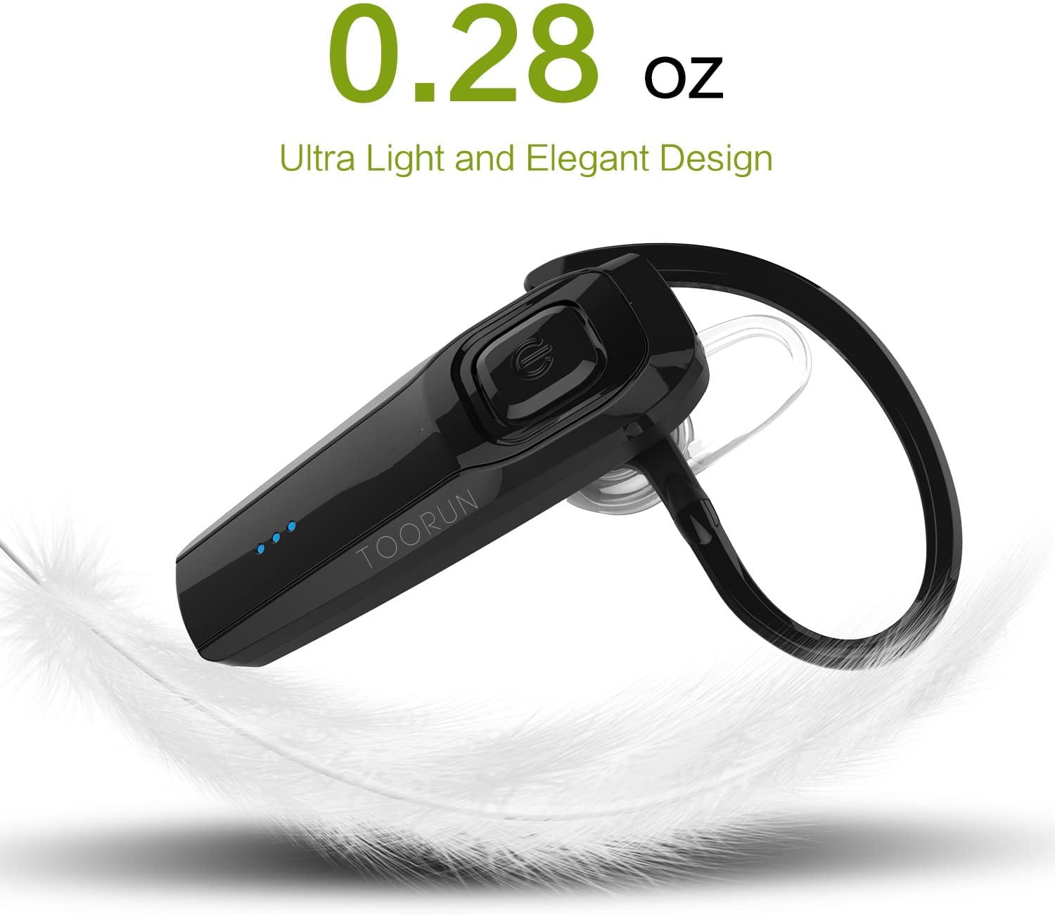 RGHJAR-Bluetooth Headset, M26 Bluetooth Earpiece Handsfree V5.0 Wireless Headphone with Noise Cancelling and Microphone Compatible for Android iPhone Cell Phone Laptop - Black