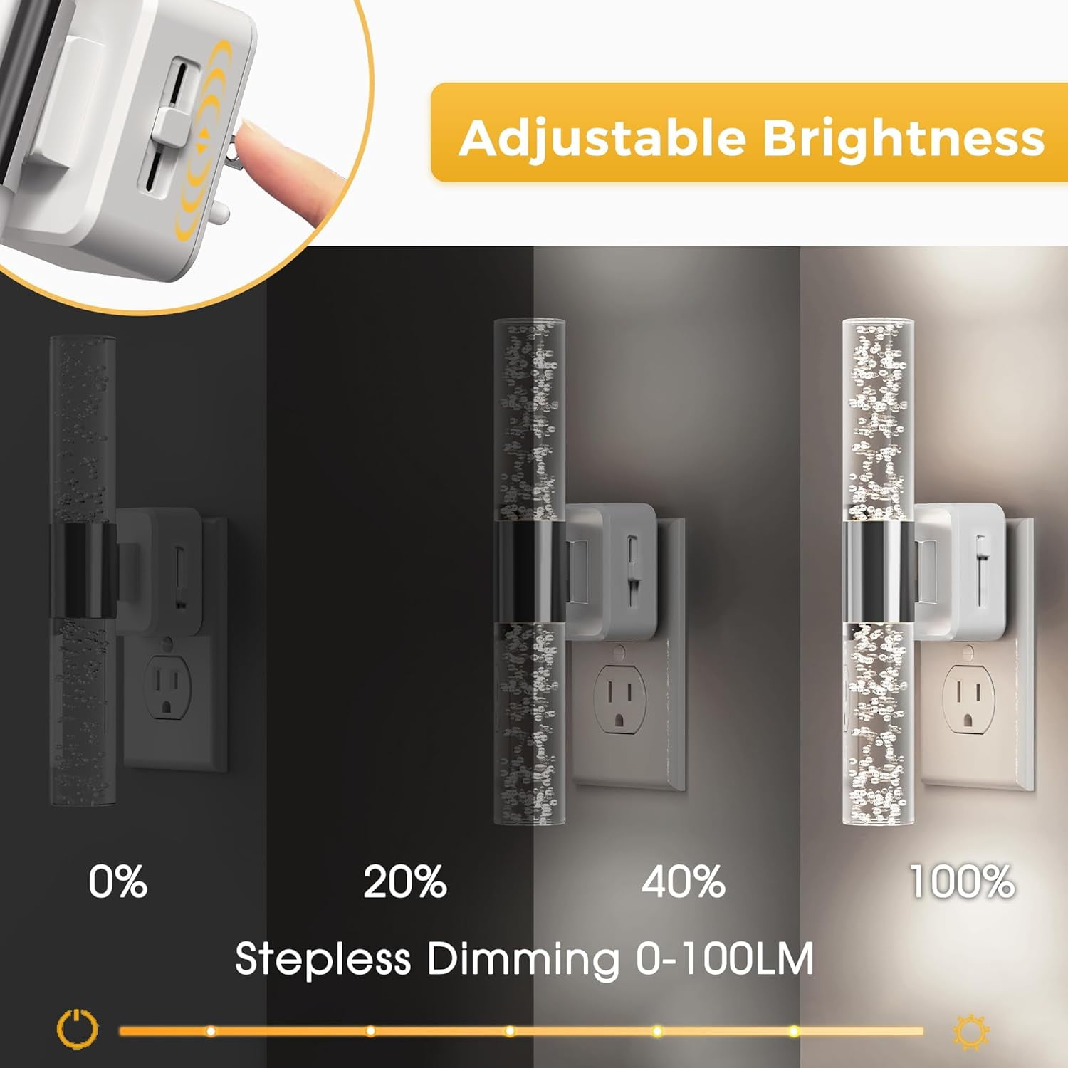 RGHJAR-Bright Night Light, Night Lights Plug into Wall, 180° Rotating, Auto Light Sensor, Daylight White 5000K, Dimmable Nightlights for Bedroom Bathroom Hallway, 1 Pack