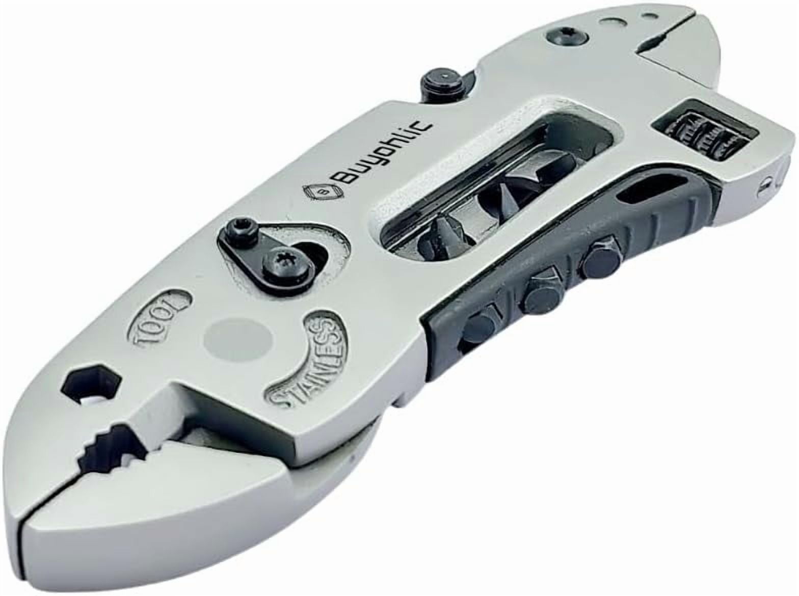 RGHJAR-Buyohlic Multitool Wrench with 7 Tools/Pliers/Wire Cutter/Flat Screwdriver Adjustable Multi Purpose Stainless Steel Tool