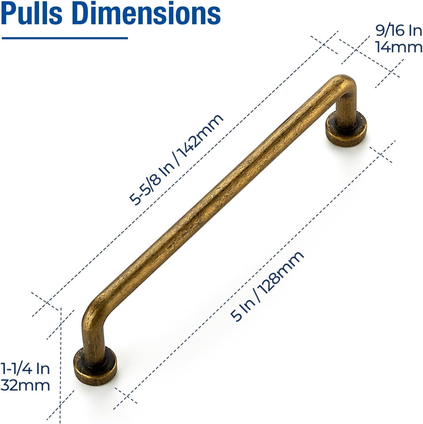 RGHJAR-Cabinet Pulls – 5 Inch Hole Center, Antique Brass, 2 Pack, Zinc Alloy Cabinet Handles for Drawers & Cupboard – Vintage Style Hardware for Kitchen, Bathroom, Dresser, Furniture Makeover