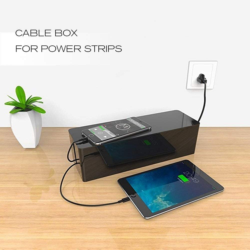 RGHJAR-Cable Management Box, 2 Set Cable Organizer for Cable and Cord Management, Storage and Holder to Cover and Hide & Power Strips & Cords (Black)
