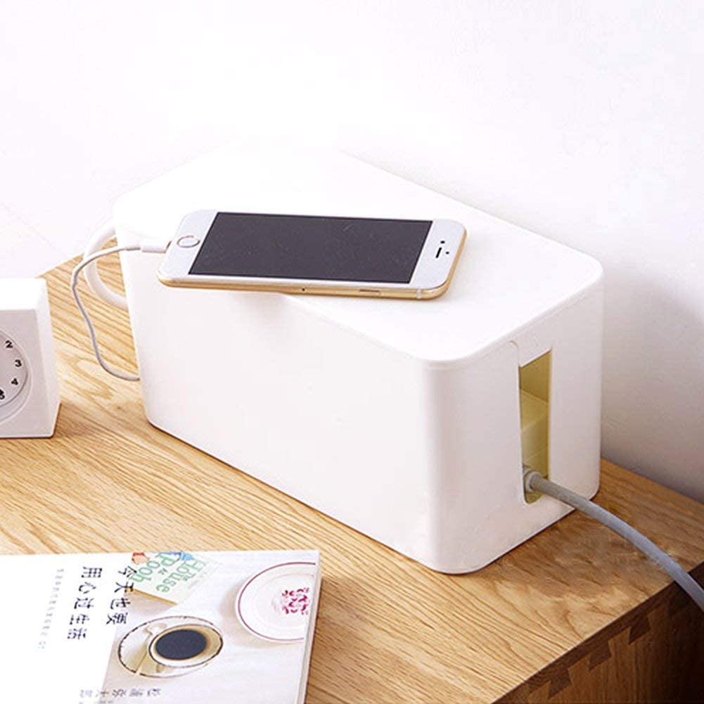RGHJAR-Cable Management Box, 2 Set Cable Organizer for Cable and Cord Management, Storage and Holder to Cover and Hide & Power Strips & Cords (White)