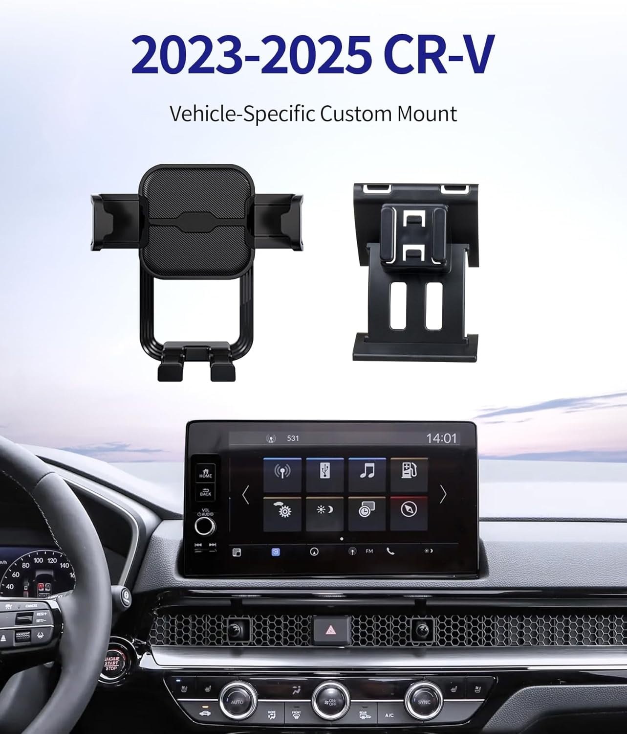 RGHJAR-Car Phone Holder for 2023-2025 Honda CRV CR-V/Hybrid Auto Accessories Navigation Bracket Interior Decoration Mobile Cell Phone Mount, 360° Rotation, Vehicle-Specific Custom Mount