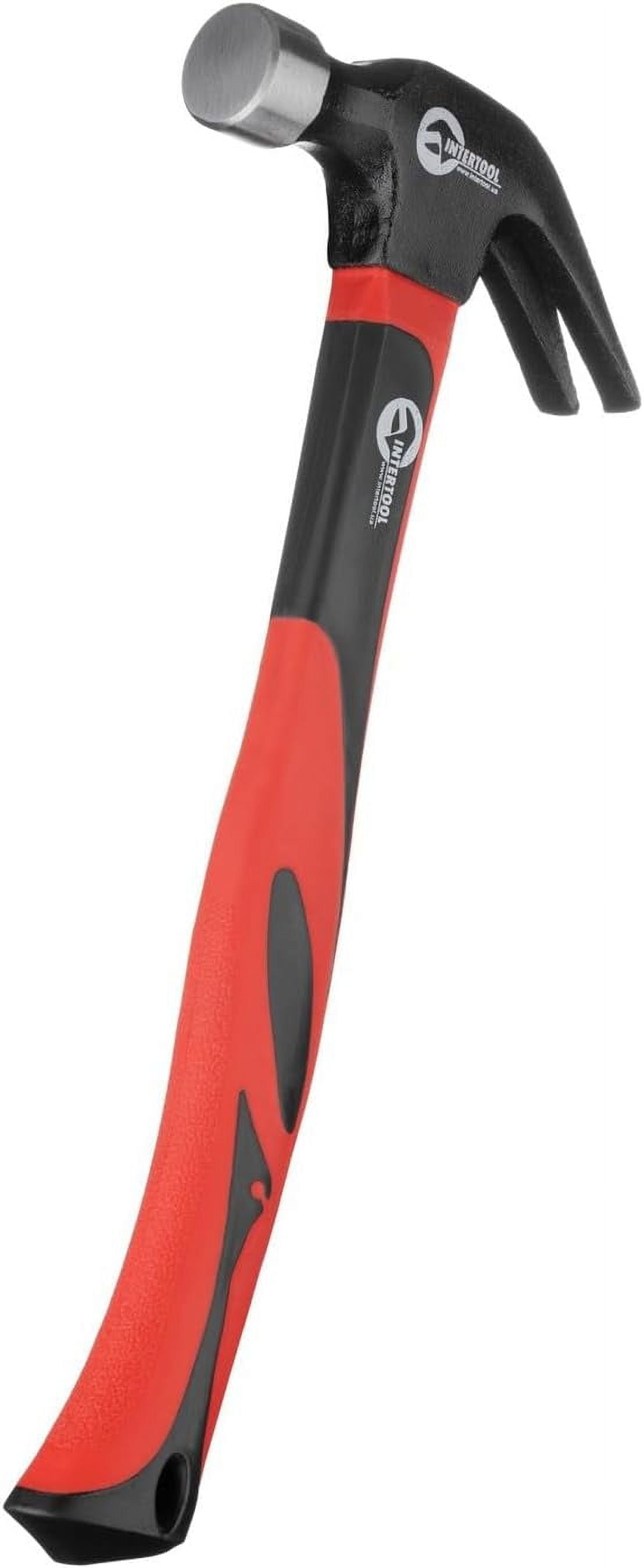 RGHJAR-Claw Hammer 16 oz. / 1 Pound for Framing, Nails, Carpentry - Smooth Face and Shock Absorbing Anti-Slip Fiberglass Handle HT-0223