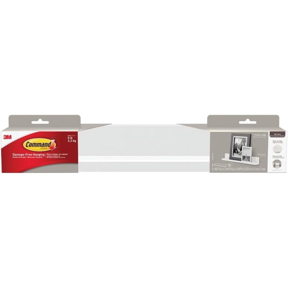 RGHJAR-Command Picture Ledge, 21" Damage Free Hanging Floating Shelf with Adhesive Strips, Quartz, No Tools Picture Hanger for Displaying Decorations and Photographs, 1 Ledge and 10 Command Strips