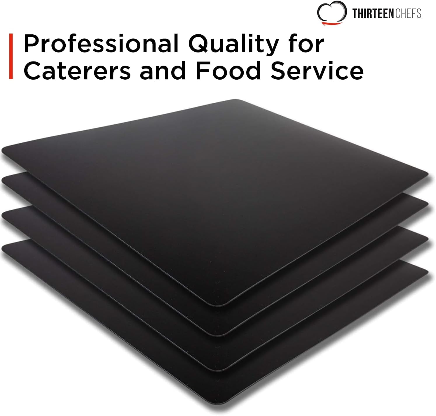 RGHJAR-Commercial Grade Cutting Board Mats 15 x 12 Inch - 4 Pack Set, Flexible 1/16" Inch Thick Black Plastic, Made from HDPE and NSF Approved for Food Service