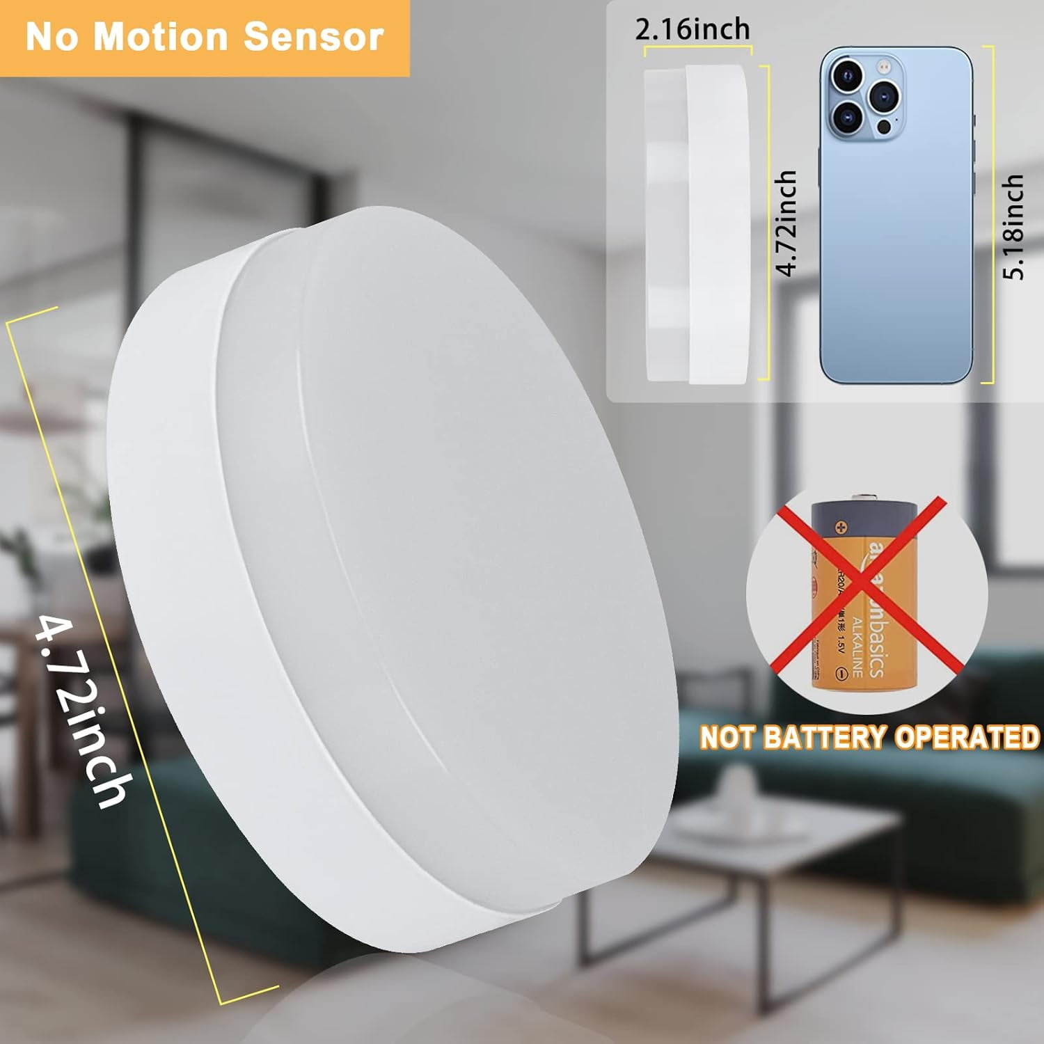 RGHJAR-DLLT 12W LED Flush Mount Ceiling Light, 4.72" Flat Modern Round Lighting Fixture, 100W Equivalent White Ceiling Lamp for Closet/Bathroom/Hallway/Porch/Laundry Room, 6000K Cool White, Non-Dimma
