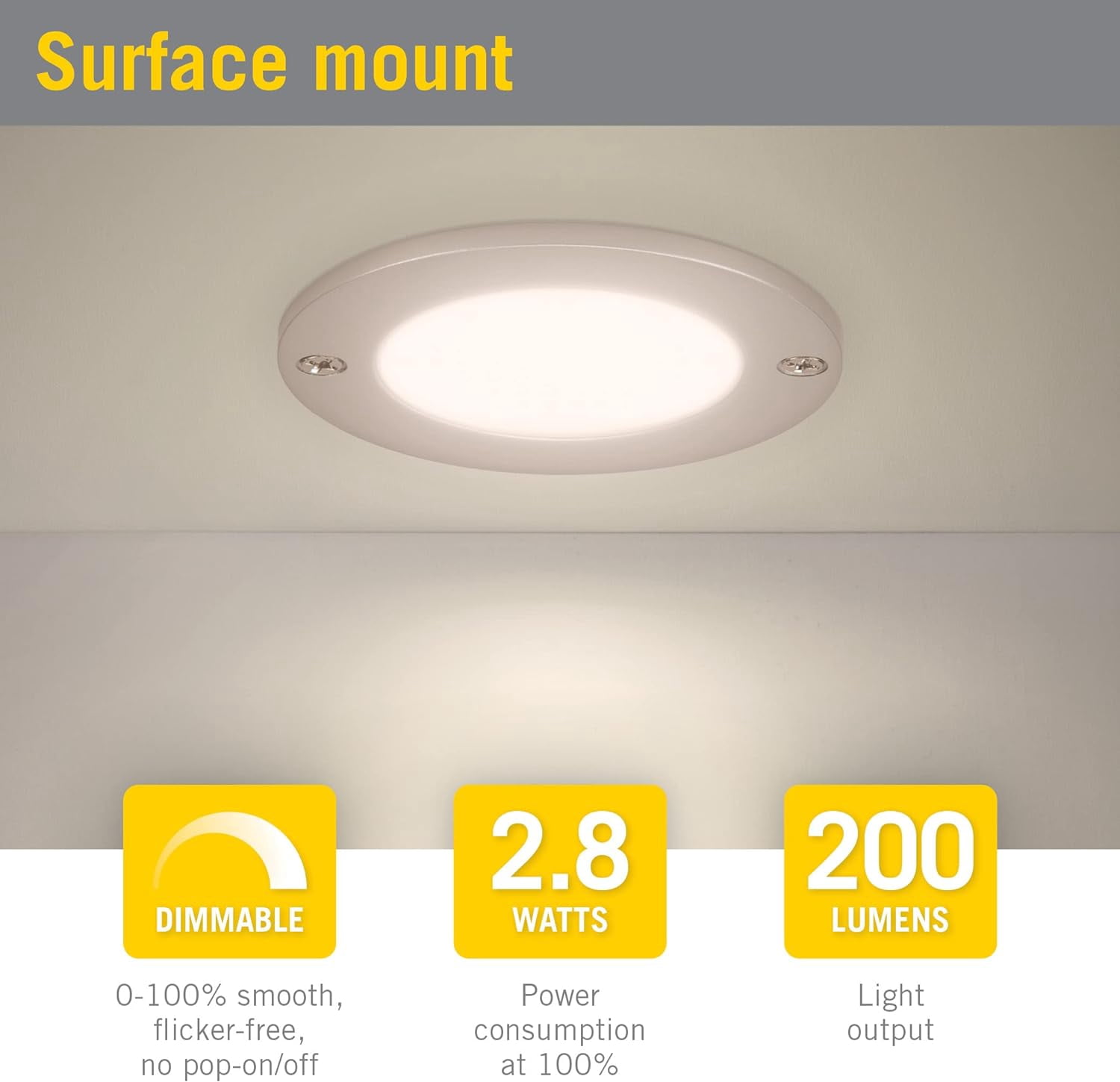 RGHJAR-Disc Low Profile Under Cabinet LED Puck Light, Matte Silver 2700K 212415