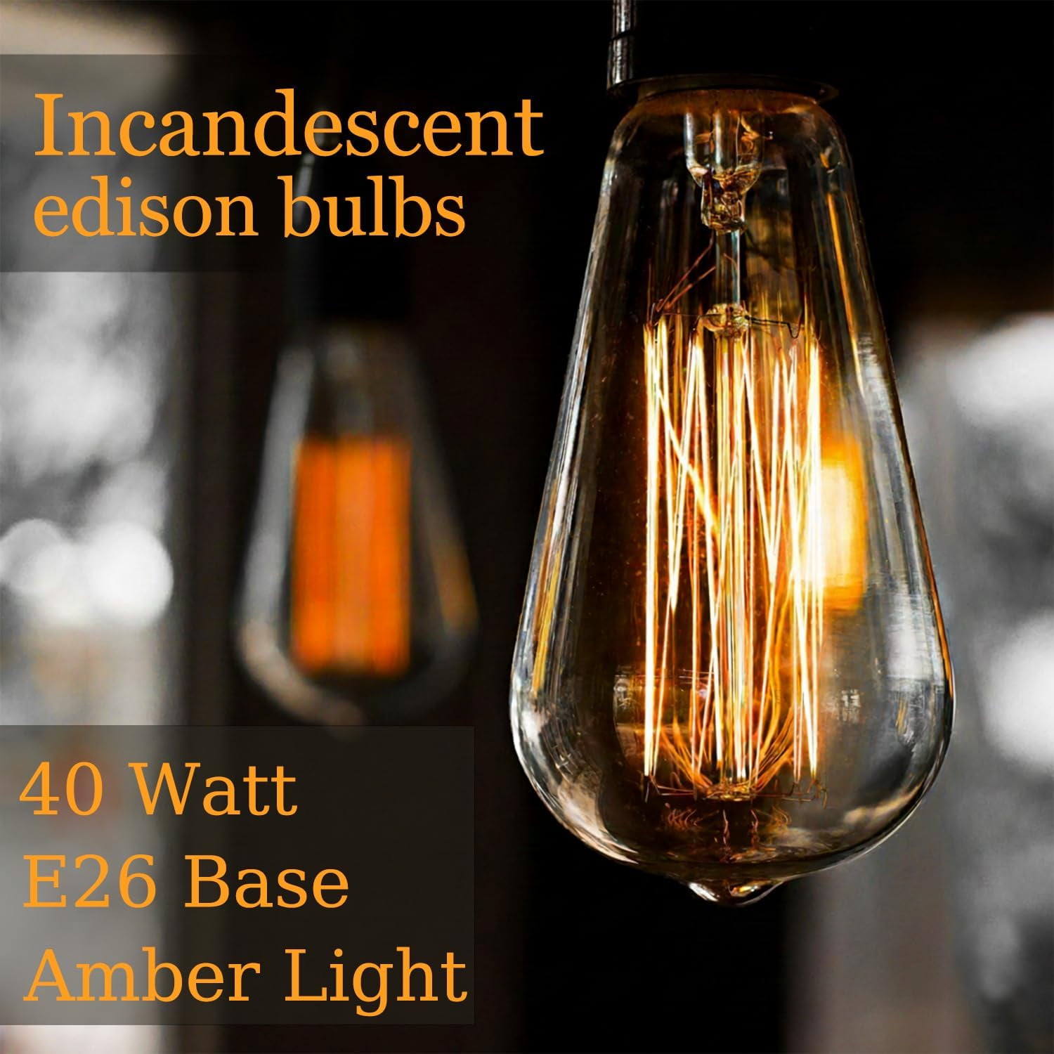 RGHJAR-E26 40W Edison Bulbs, ST64 Vintage Incandescent Light Bulbs, 2700K Warm Dimmable, Squirrel Cage Filament Bulb for Table Lamp Home Antique Decorative, 4 Pack