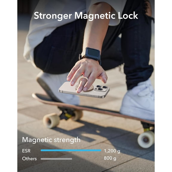 RGHJAR-ESR for MagSafe Ring Holder, for MagSafe Phone Grip, Magnetic Phone Ring Holder, Magnetic Phone Grip with 2-Way Adjustable Stand for iPhone 17/16/15/14/13/12, S25, Pixel 10, Phone Accessories,