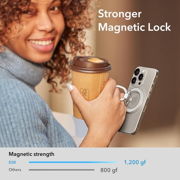RGHJAR-ESR Magnetic Phone Ring Holder, Compatible with MagSafe Ring Holder, Magnetic Phone Grip with Adjustable Stand, Compatible with MagSafe Phone Grip, for iPhone 16/15/14/13/12, S25, Rhinestone S