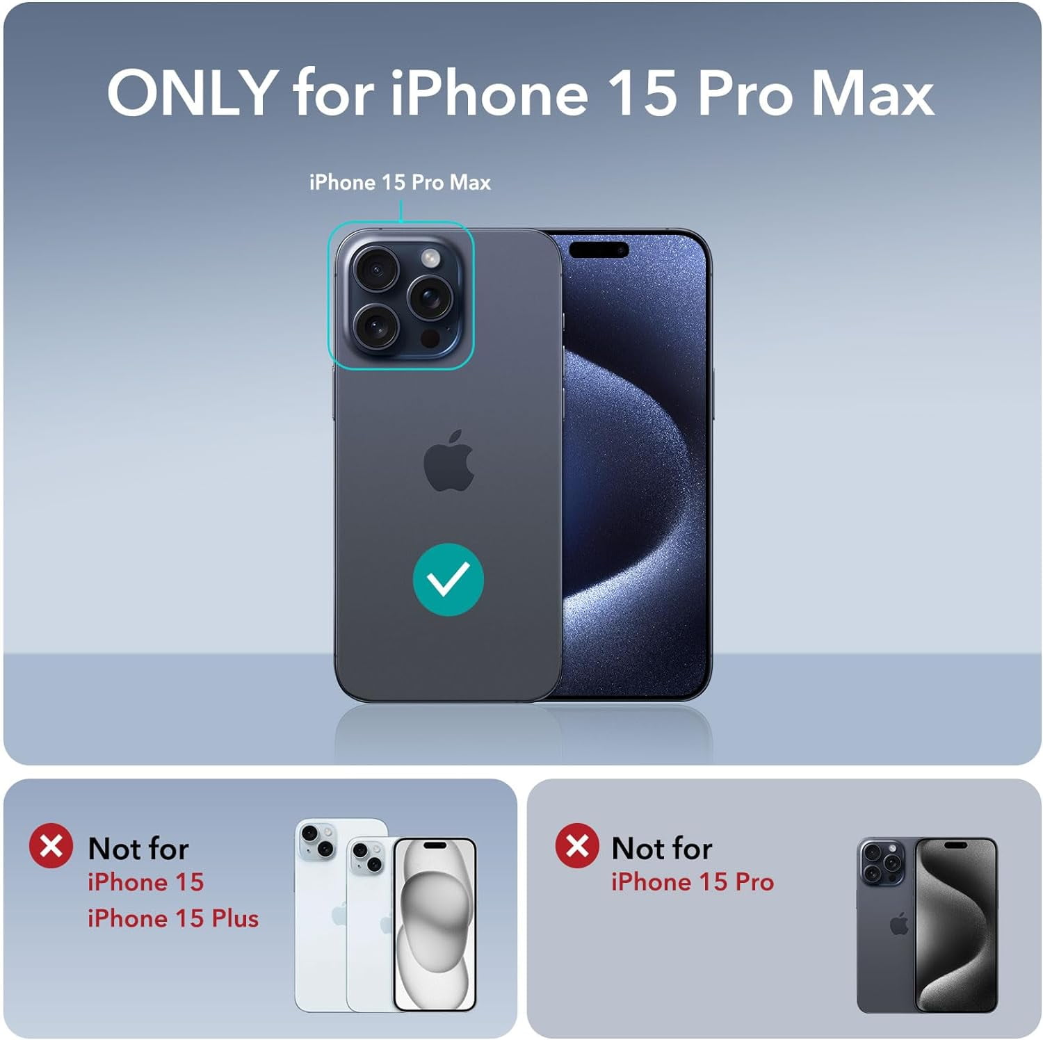 RGHJAR-ESR for iPhone 15 Pro Max Case, Compatible with MagSafe, Military-Grade Protective Case, Built-in Stash Stand Phone Case, Scratch-Resistant Back Cover, Classic Series,Clear Dark Blue