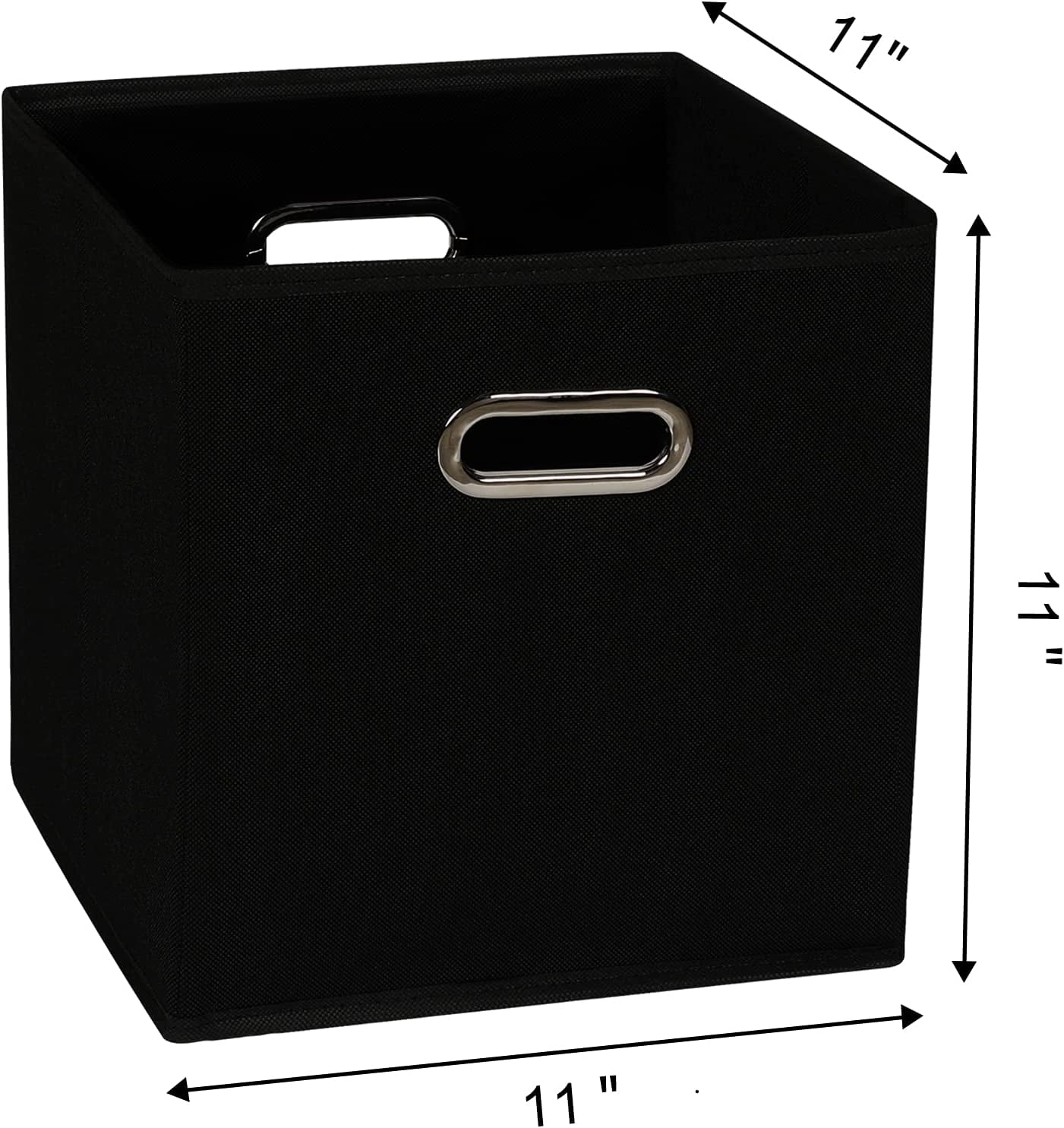 RGHJAR-Fabric Cloth Storage Bins,Fabric Cube Organizer with Dual Handles Foldable Cube Storage Baskets for Home Bedroom Storage,Set of 6, Black
