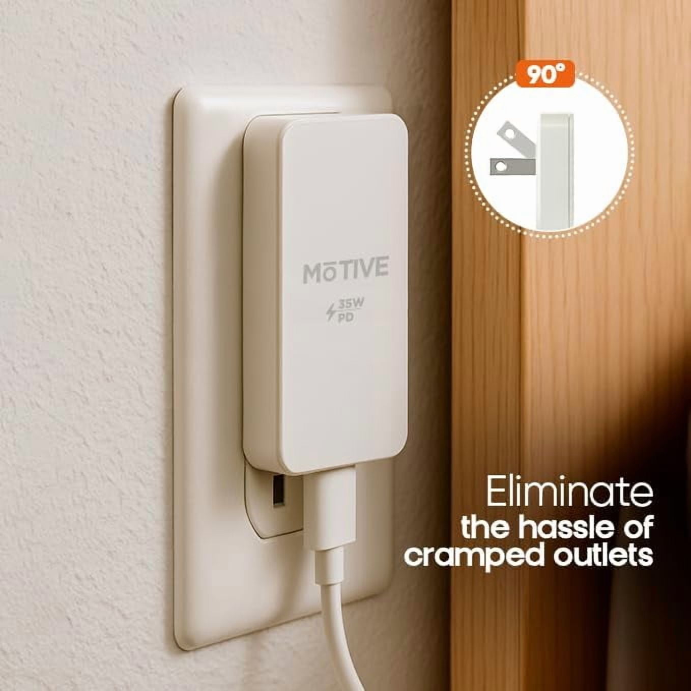 RGHJAR-Flat Wall Charger 35W, Super Fast Charger USB C for Samsung Galaxy S26 Ultra, S25, iPhone 17 Pro Max, Slim USB Wall Charger with Flat Plug Adapter, Dual Port A & C Flat Outlet Plug |