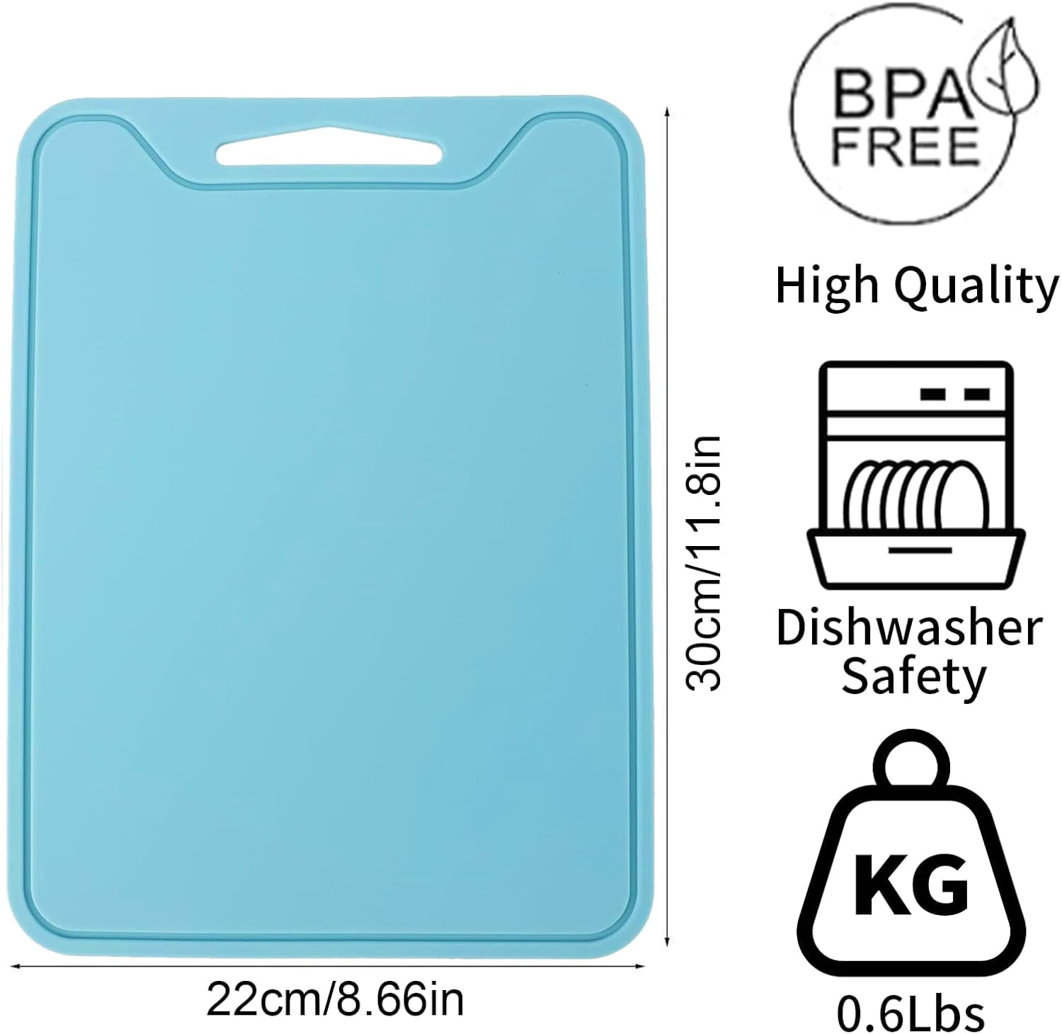 RGHJAR-Flexible Cutting Boards, BPA Free Silicone Non-Slip Chopping Mat for Kitchen, Dishwasher Safe & Space-Saving with Hanging Hole (Blue)