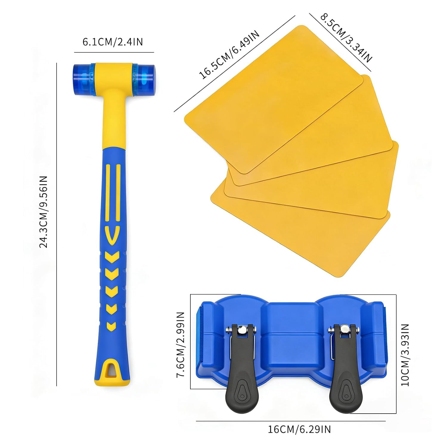 RGHJAR-Floor Gap Fixer Tool, Double-Head Vacuum Suction Cup Repair Tool, Durable Hammer and 5pcs Sticky Pads, for Laminate, Vinyl, Wood & Tile Flooring