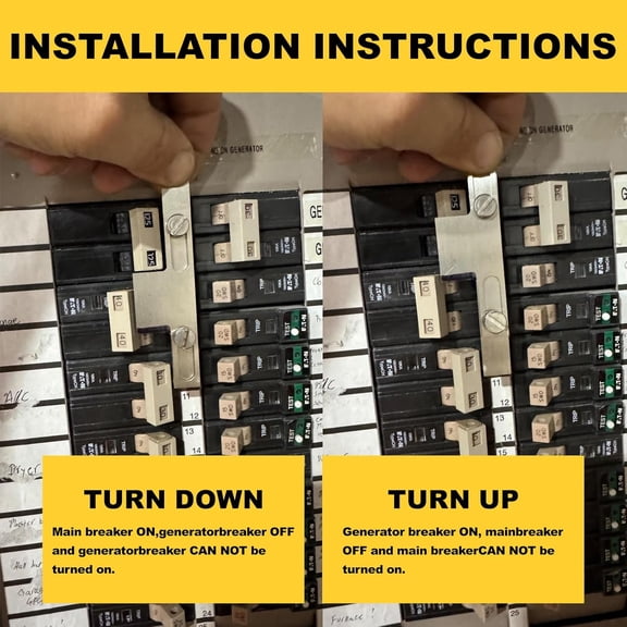 RGHJAR-Generator Interlock Kit Compatible for Eaton Cutler Hammer and Square D Homeline Meter Main 150 or 200 amp Breaker, Adjacent Main and Generator Breakers, For Safe Usage of Portable Power Durin