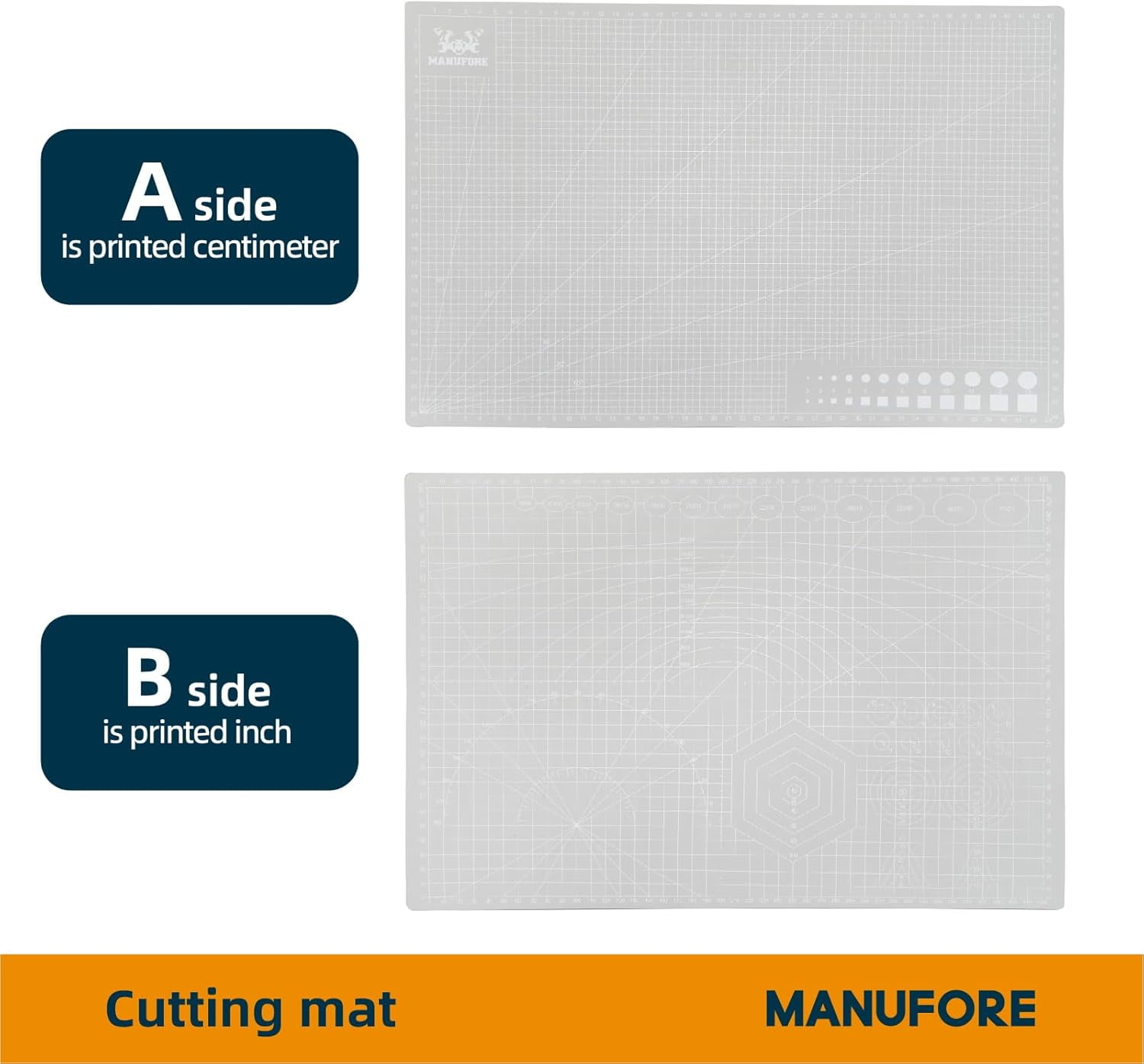 RGHJAR-Gray Cutting Mat A3, A4, A5 Set with Centimeter and Inch Scale Self Healing Craft Cutting Board with 3mm 5-ply Thickness for Using Rotary Cutter, Craft Knife, Paper Knife