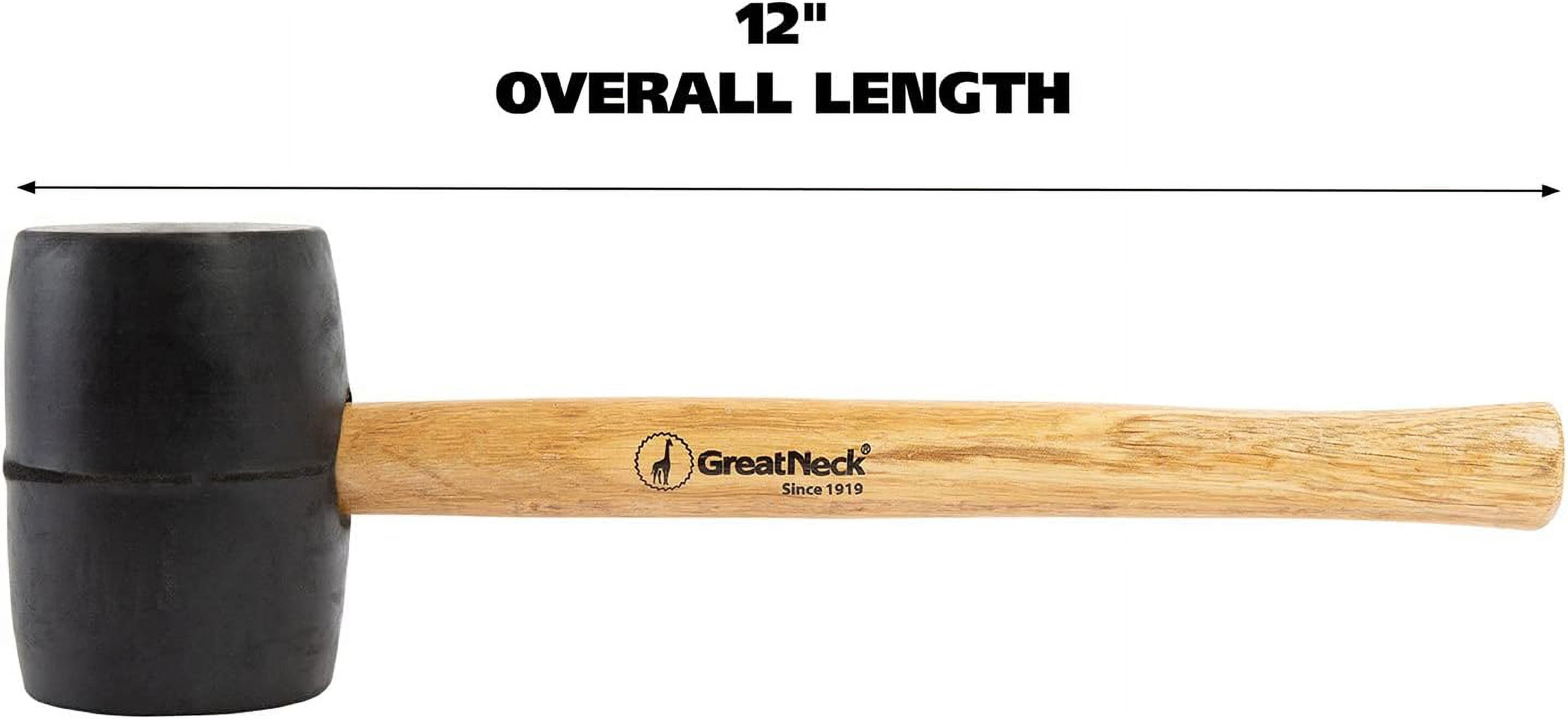 RGHJAR-GreatNeck RM16 Rubber Mallet, 16 Oz. Rubber Hammer, Mallet with Hardwood Handle, Surface-Safe for Woodworking, Automotive, and Tile Projects