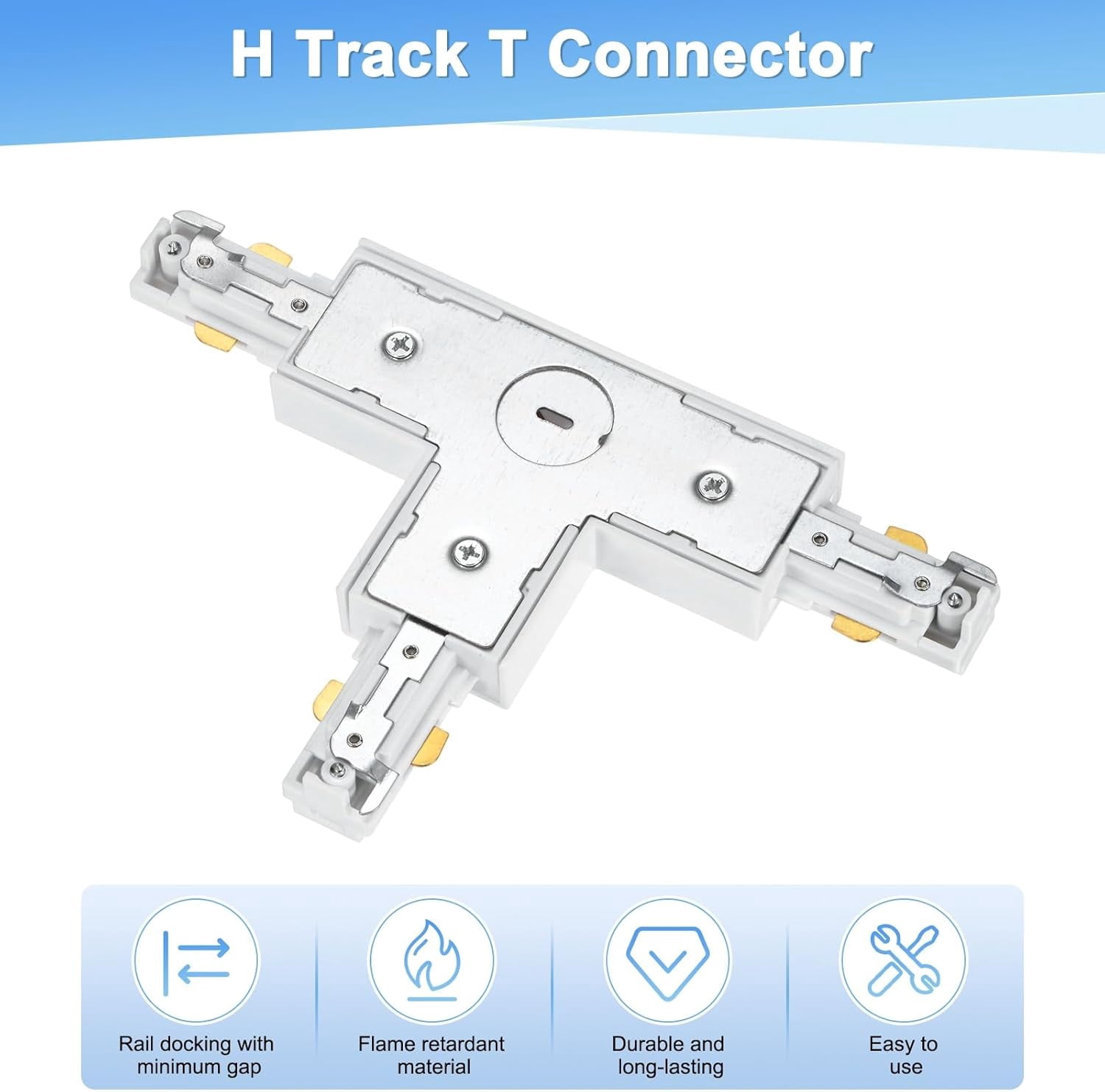 RGHJAR-H Track T-Connector, Single Circuit H Type 3-Wire-1 Rail 110-220V for Track Lighting System/Fixtures/Accessories/Ceiling Wall Spot Light [White]