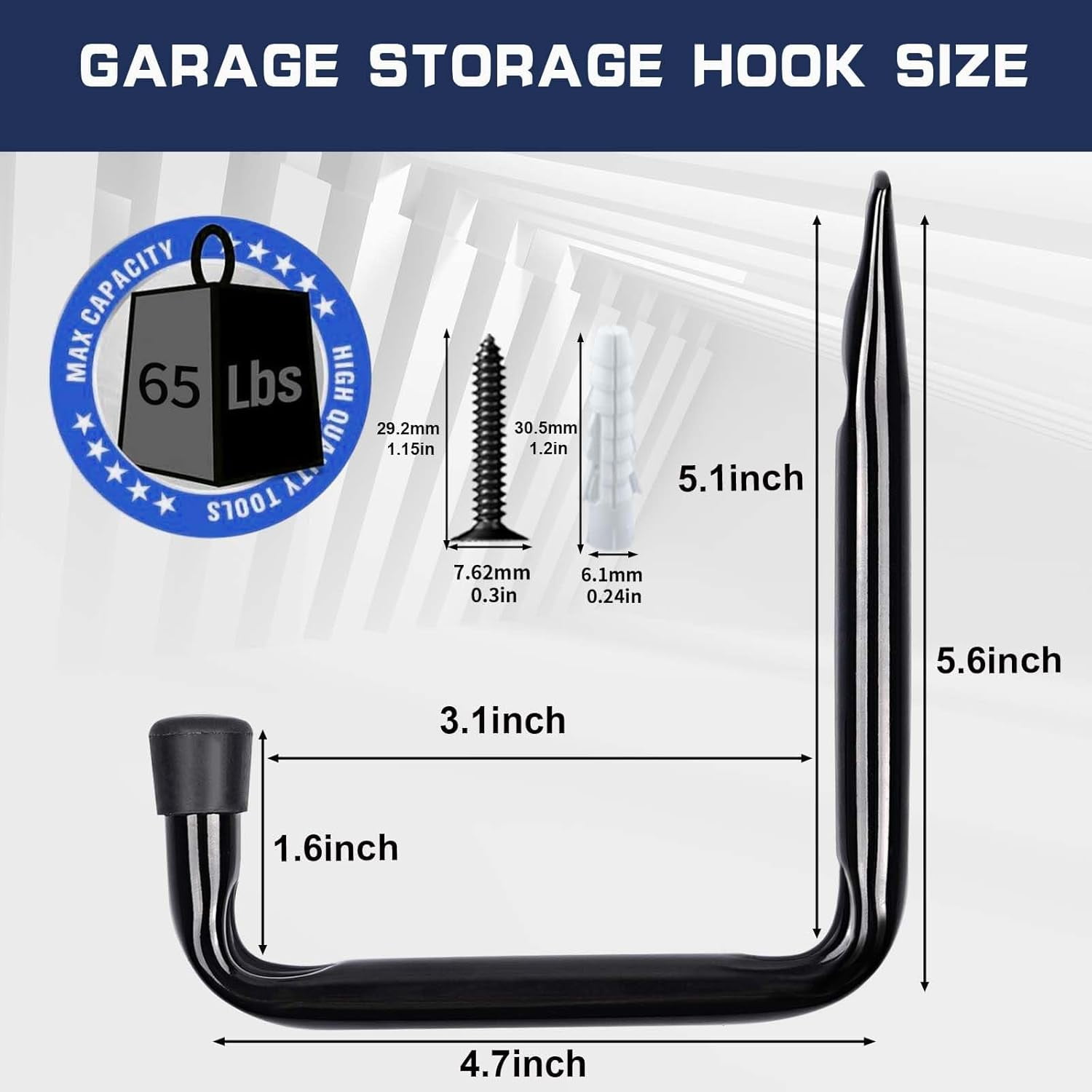 RGHJAR-J Utility Hooks for Hanging Heavy Duty Garage Storage Utility Hooks, Utility Hook for Garage Wall,Color Black, 5 Pack