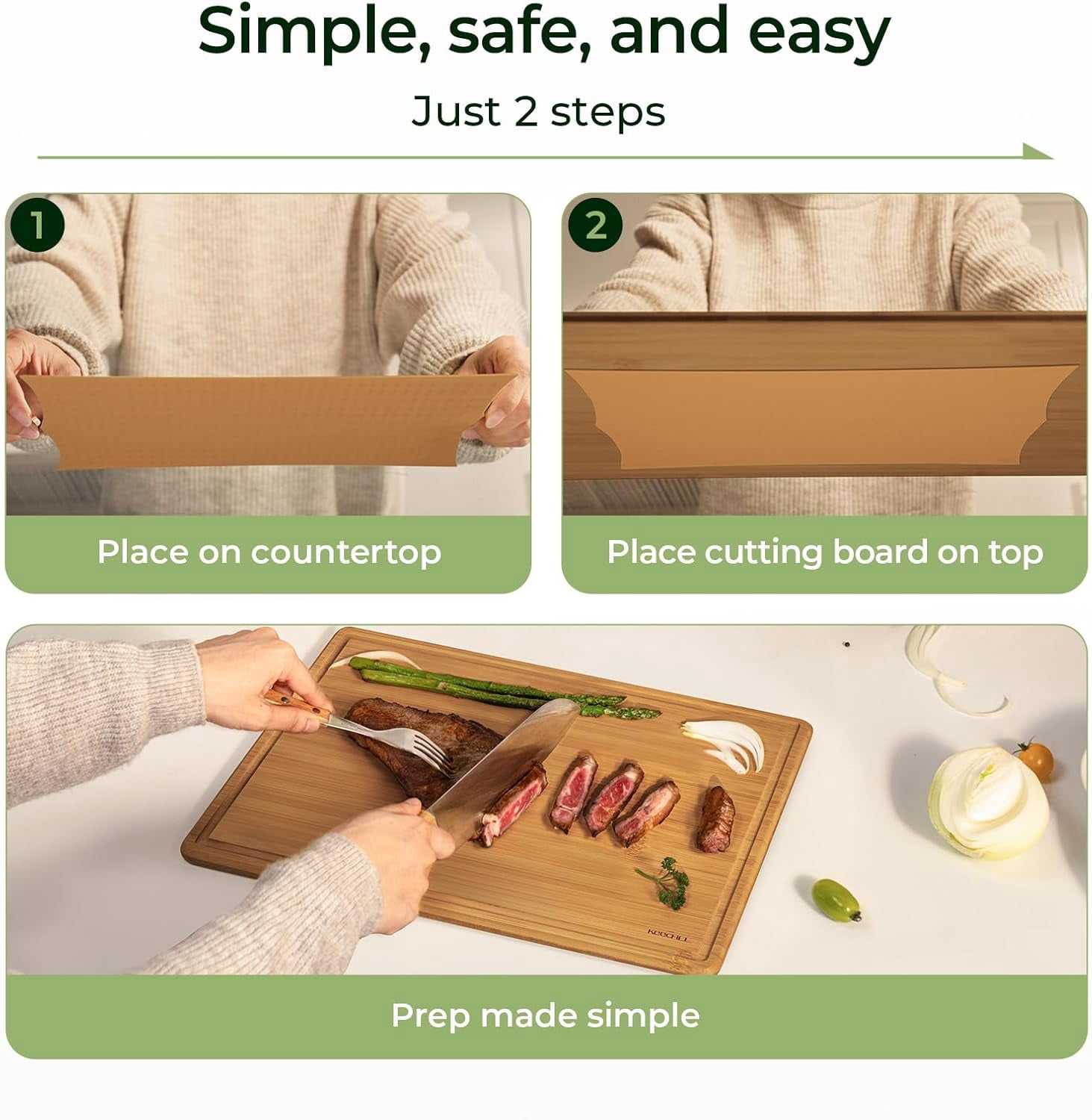 RGHJAR-Keechee 2PCS Silicone Non-Slip Mat for Cutting board, Preventing Cutting Injuries in the Kitchen Chopping Boards Feet for Kitchen Safe, Warm Gifts for Kitchen & Home Protector (Brown)