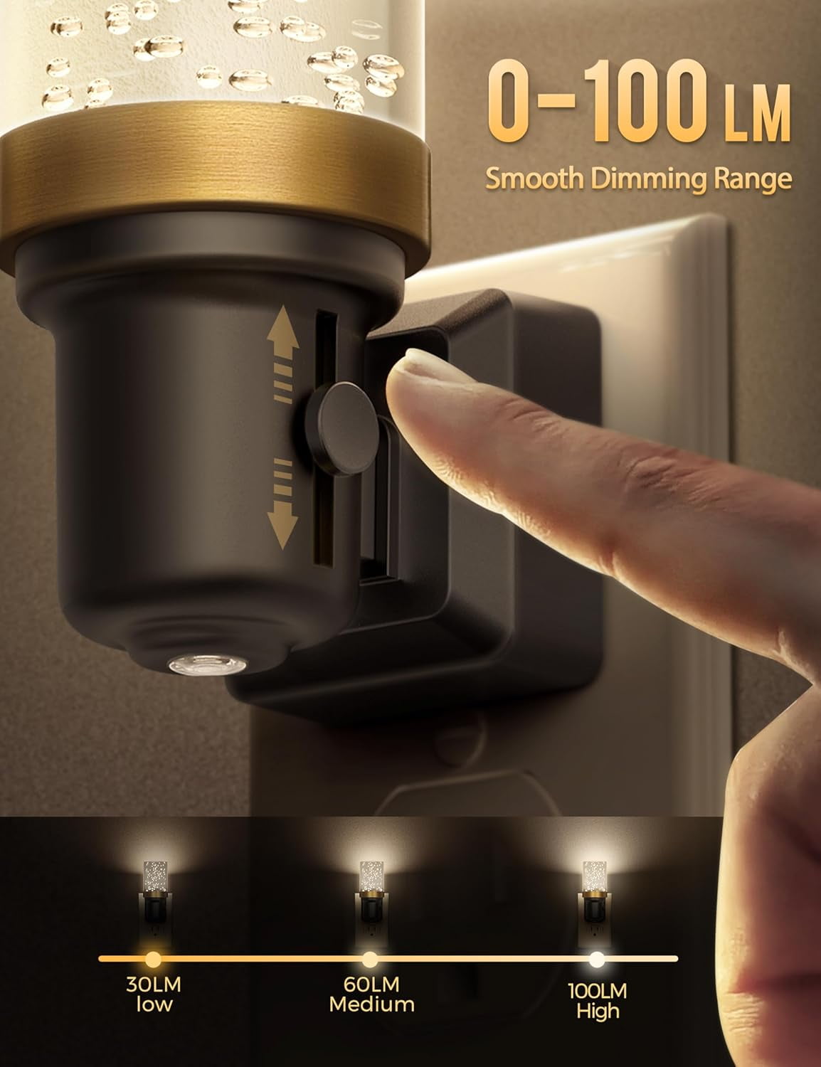 RGHJAR-LED Night Lights Plug into Wall, Modern Decorative Design Nightlights Plug in, Adjustable Brightness, Dimmable Night Light, Perfect for Adults' Bedroom, Hallway, Bathroom,Warm White