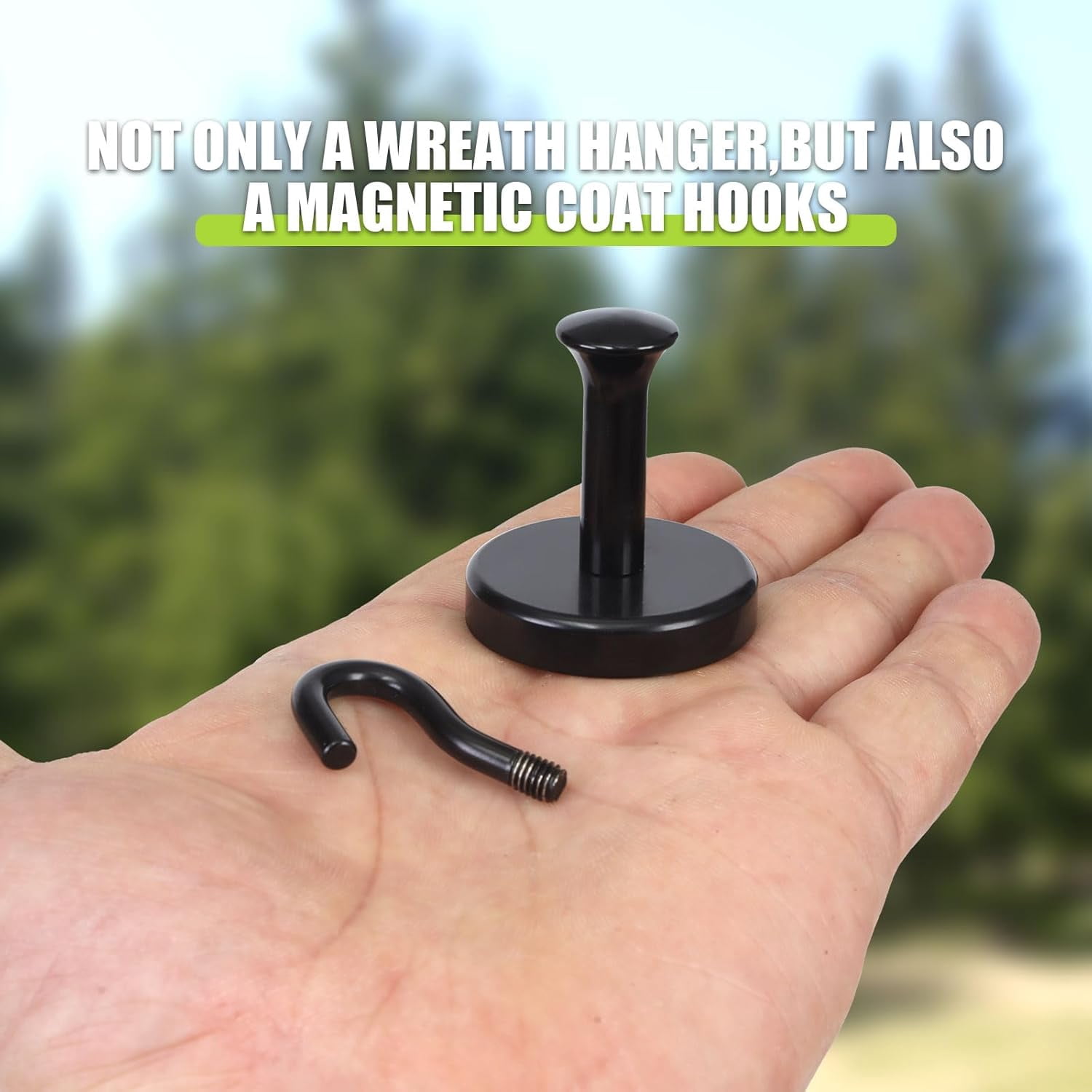 RGHJAR-Magnetic Coat Hook,170lb Strong Extra Heavy Duty Magnet Hooks,Magnetic Wreath Hanger/Holder for Metal Doors,Purse,Towel,Stocking,Cruise Cabin,Black,4 Pack