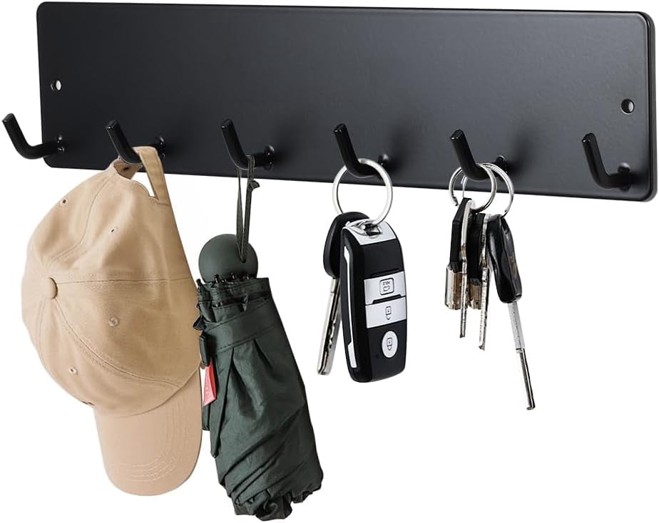 RGHJAR-Magnetic Key Holder for Metal Front Door Towel Hook Brush Organizer for Laundry Room on Dryer Washer Hat Hanger for Entryway for Festival Holiday Decorations (Black Shiny)