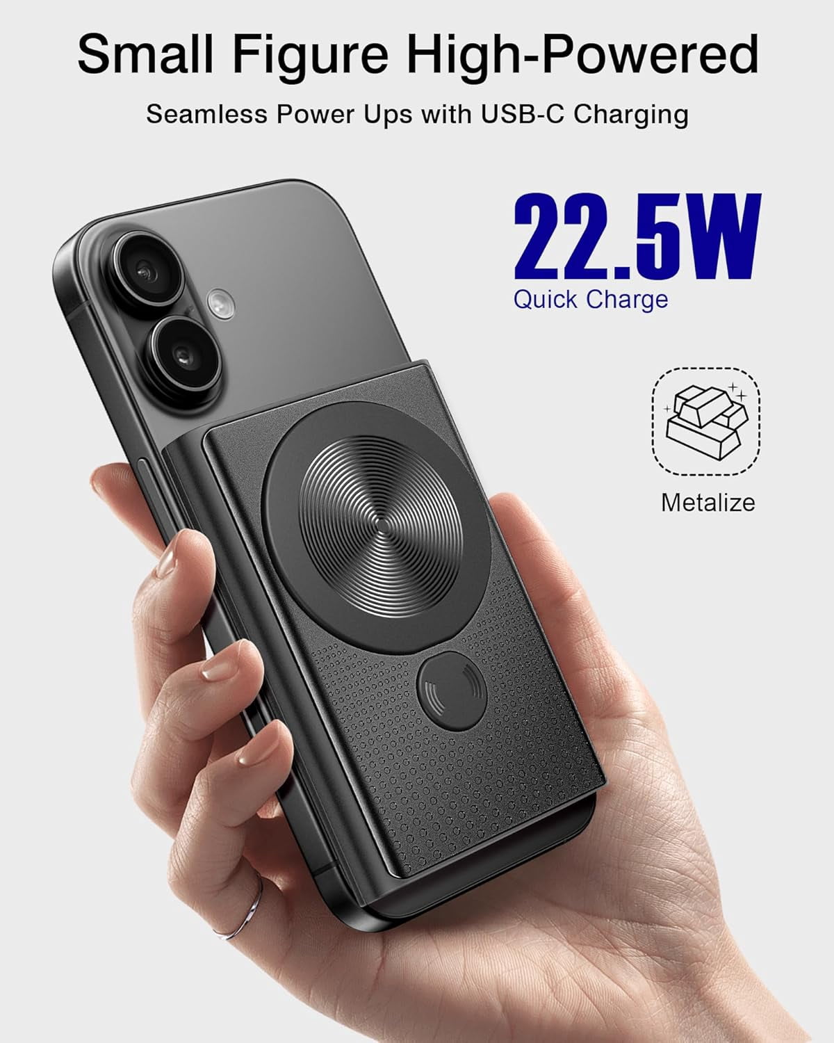 RGHJAR-Magnetic Portable Charger, 10000mAh 22.5W PD Super Fast Charging Wireless Power Bank. Ultra-Strong Magnet, USB C in&Out Battery Pack for Magsafe, iPhone 17/16/15/13/12 Pro Series