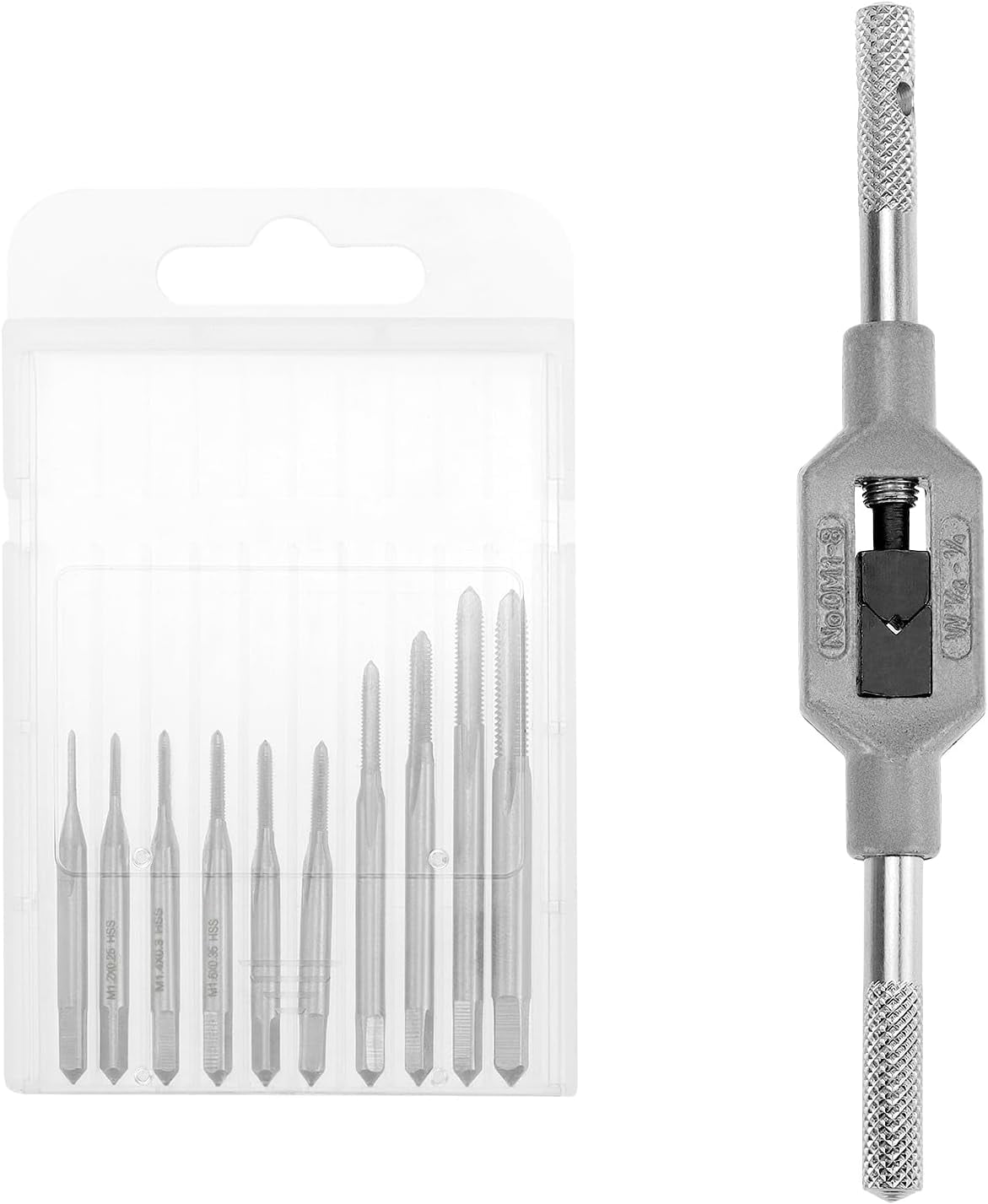 RGHJAR-Micro Taps Bit Set - 10 Pcs M1-M3.5 HSS Mini Screw Thread Taps, Metric Plug Tap Screw Tap & Adjustable Wrench