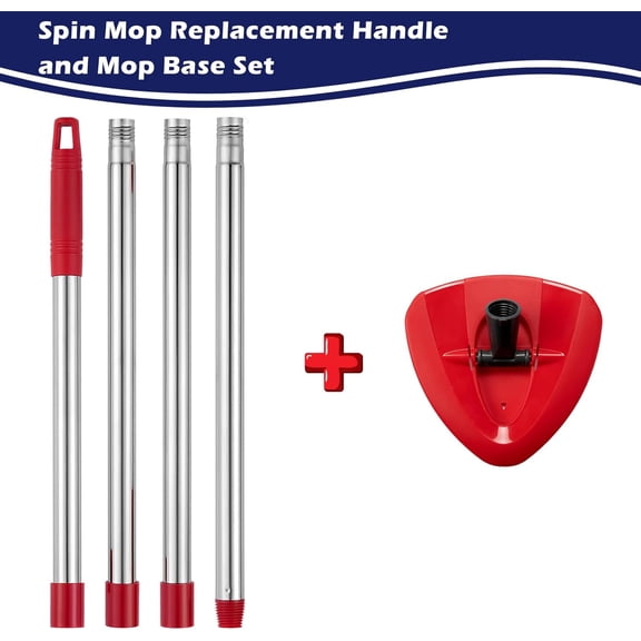 RGHJAR-Mop Handle Compatible with Ocedar EasyWring Buctke, Spin Mop Replacement Handle & Base Compatible with O Cedar, 4-Section Mop Stick Pole & Base Compatible with O-Cedar Mop System