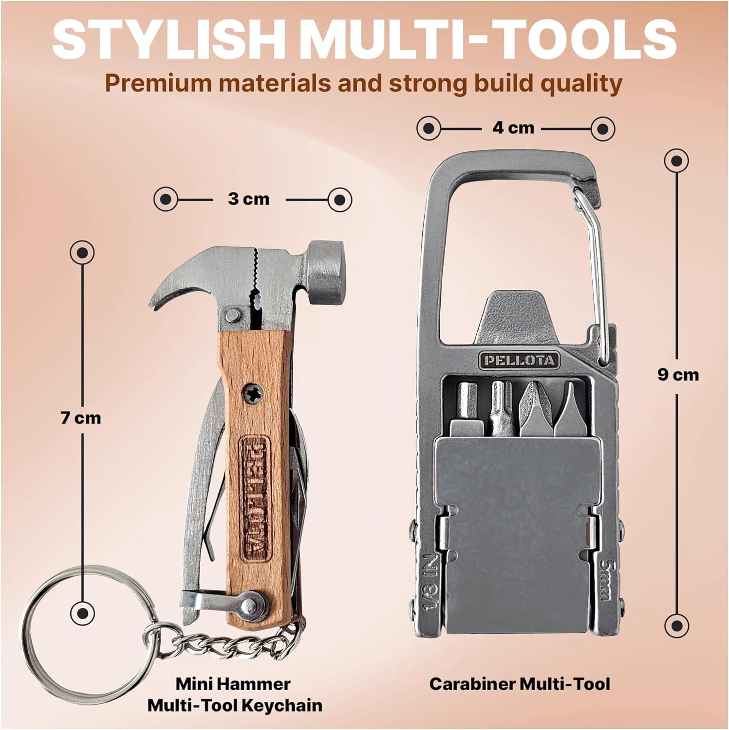 RGHJAR-Multi Tool Prizes [17-in-2] for Adults - Multi Tool for Men, Multitool, Small Hammer, Small Tools, Hammer Multitool, Gifts for Men, Dad, Husband, Camping, Bottle opener, retrieve card pin