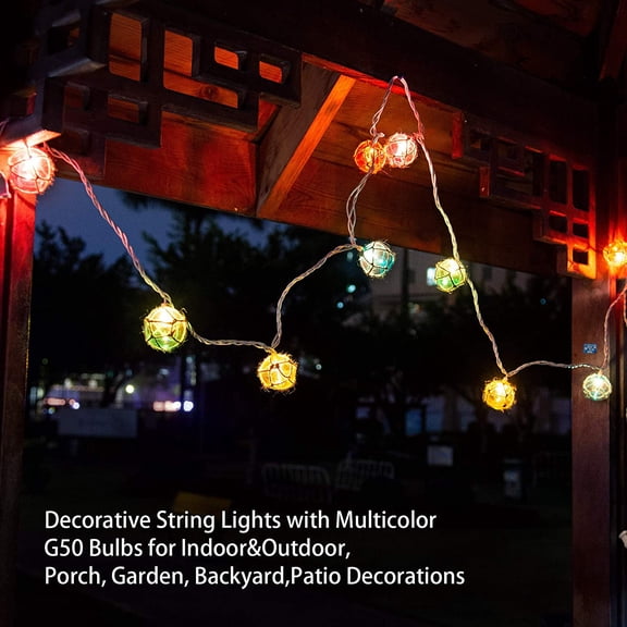 RGHJAR-Nautical Fishing Float String Lights, Beach Themed Buoy Lights Set of 10 Multicolor String Lights for Indoor Home Decor and Outdoor Patio Decorations