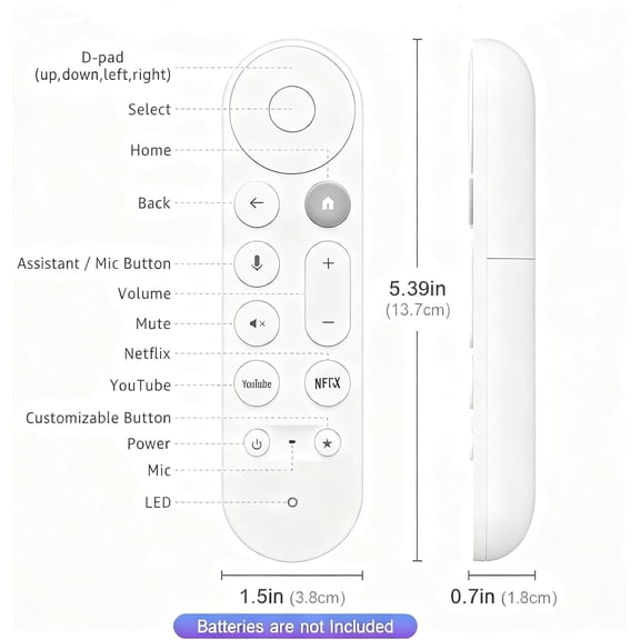 RGHJAR-New Replacement Voice Remote Control GY3LE Compatible with Google TV Streamer 4K, GY3LE Voice Search Remote, Compatible with Google Streamer 4K Smart TV, Not Compatible with Chromecast Google