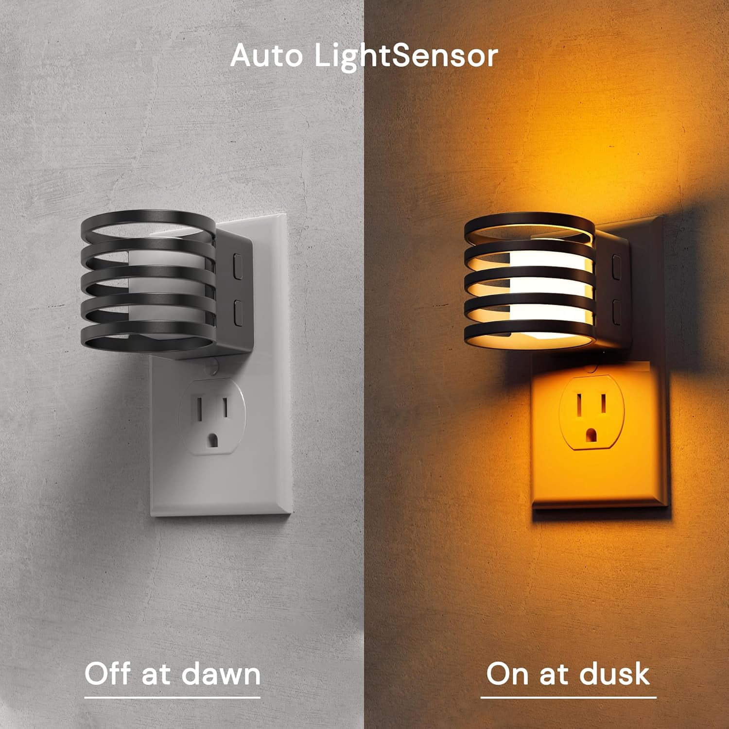 RGHJAR-Night Light, 2 Pack 3CCT Night Lights Plug into Wall, Amber/3000K/5000K Adjustable Color Temperature Night-Lights, Dimmable Nightlight with Dusk to Dawn Sensor for Bedroom Hallway Bathroom