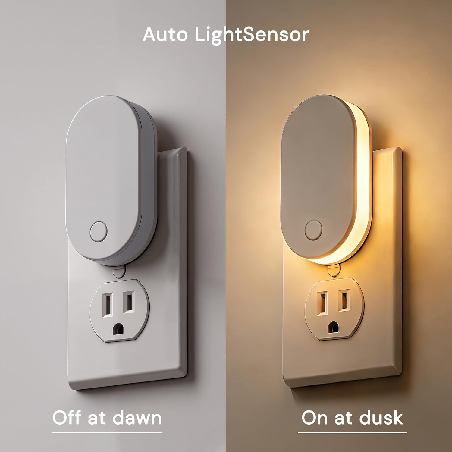 RGHJAR-Night Lights Plug Into Wall: 2 Pack Night Light with Dusk to Dawn Sensor, Soft White 3000K Nightlight, 0-100LM Dimmable, 90° Foldable Plug in Night Light for Bathroom, Hallway, Bedroom