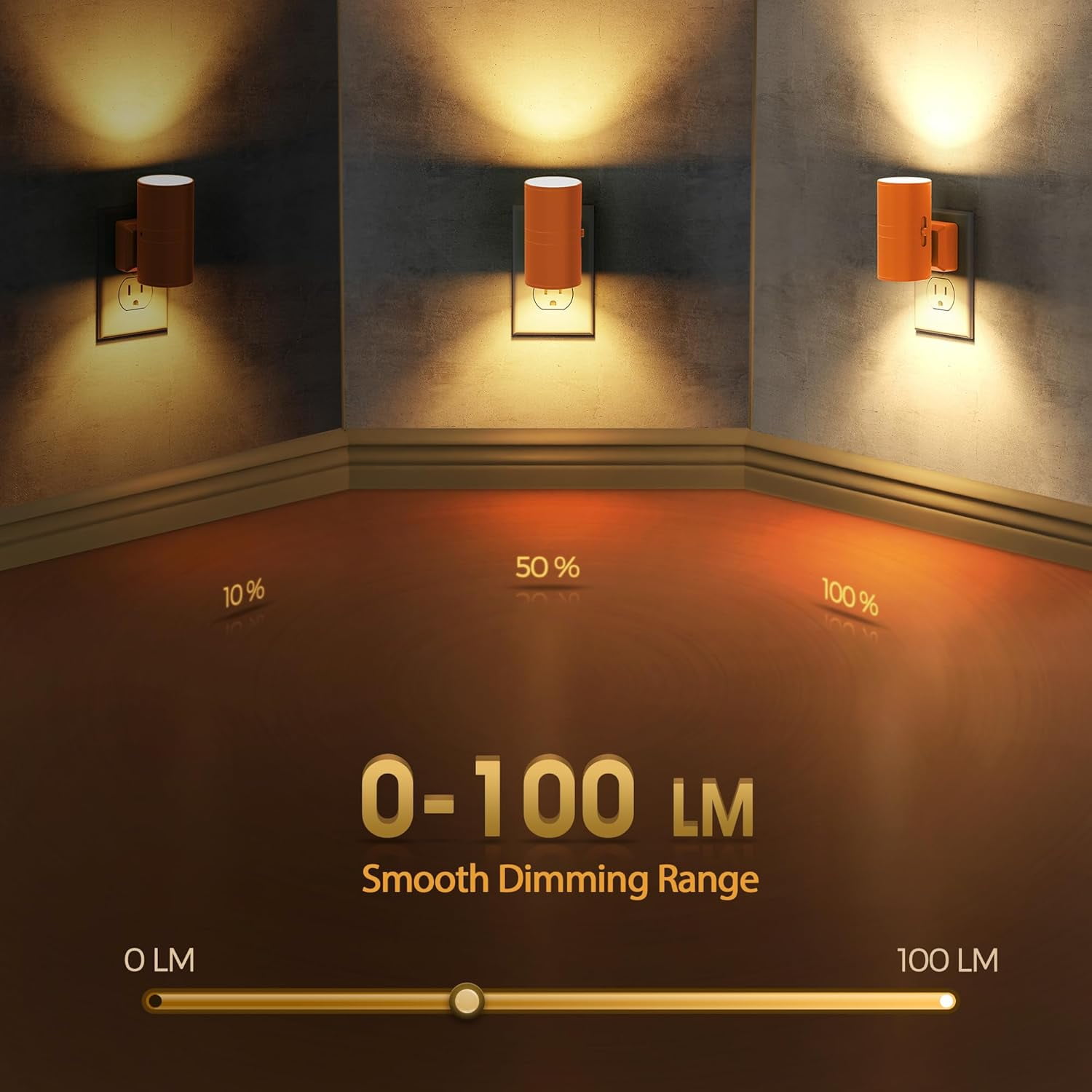 RGHJAR-Night Lights Plug into Wall, Modern LED Night Light Plug in, Dusk to Dawn Sensor, Soft White 3000K, 0-100LM Adjustable Brightness, Dimmable NightLight for Hallway, Bedroom, Stairway, 2 Pack