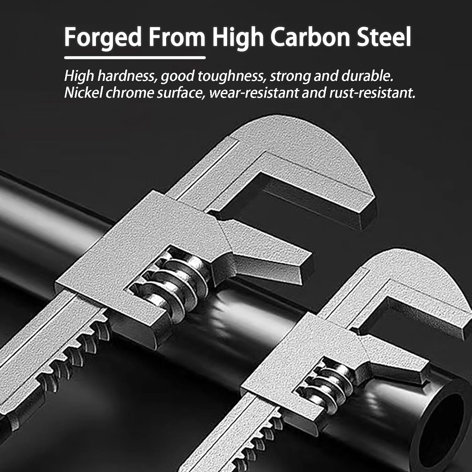 RGHJAR-Non-slip Design 9 inch Automotive Wrench with [Silicone Non-slip Grip] Adjustable Wrench Fits a Variety of Fastener Sizes for Construction Machine Automobiles Home Repairs 9'' Black