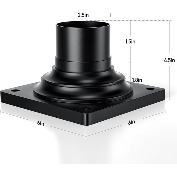 RGHJAR-Outdoor Post Light Mounting Base 2 Packs, Matte Black Finish Traditional Base Mount, Waterproof Anti-Rust Cast Aluminum Pier Mount Base, 6" L x 6" W x 4.5" H