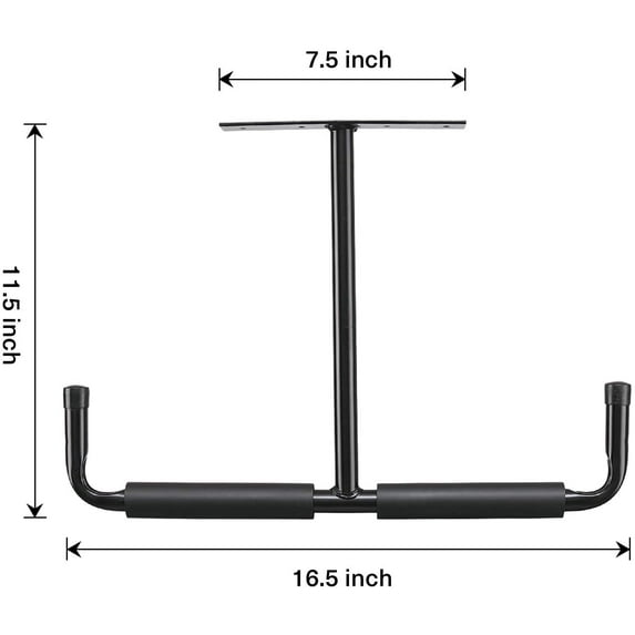 RGHJAR-Overhead Garage Storage Rack, 16.5 Inch Heavy Duty Ceiling Double Storage Hooks Utility Hanger for Hanging Lumber Ladder Tool Bike & Other Bulky Items (2 Pack, Black)