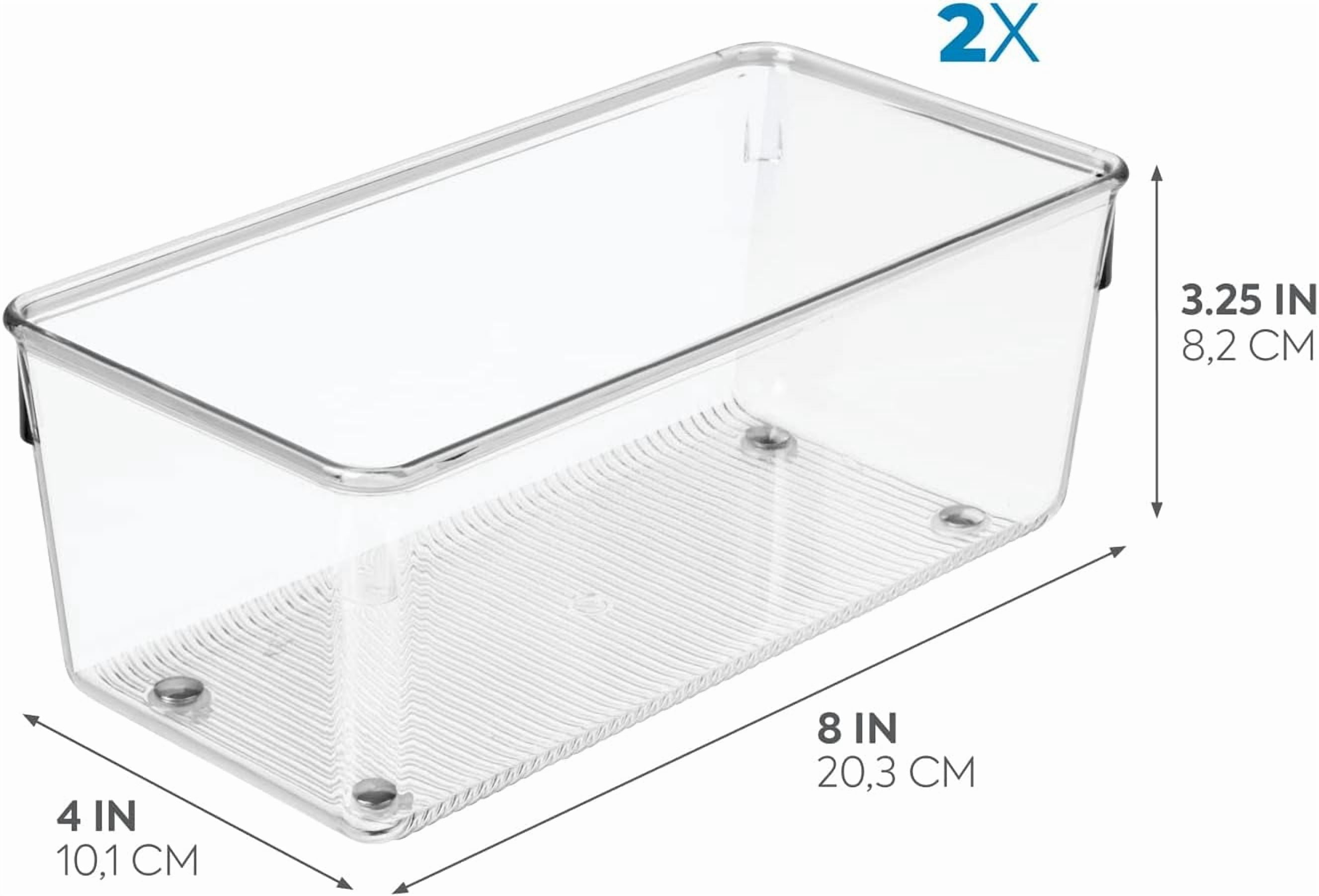 RGHJAR-Plastic Drawer Organizer for Kitchen, Bathroom, and Desk Drawers, Set of 2, Clear
