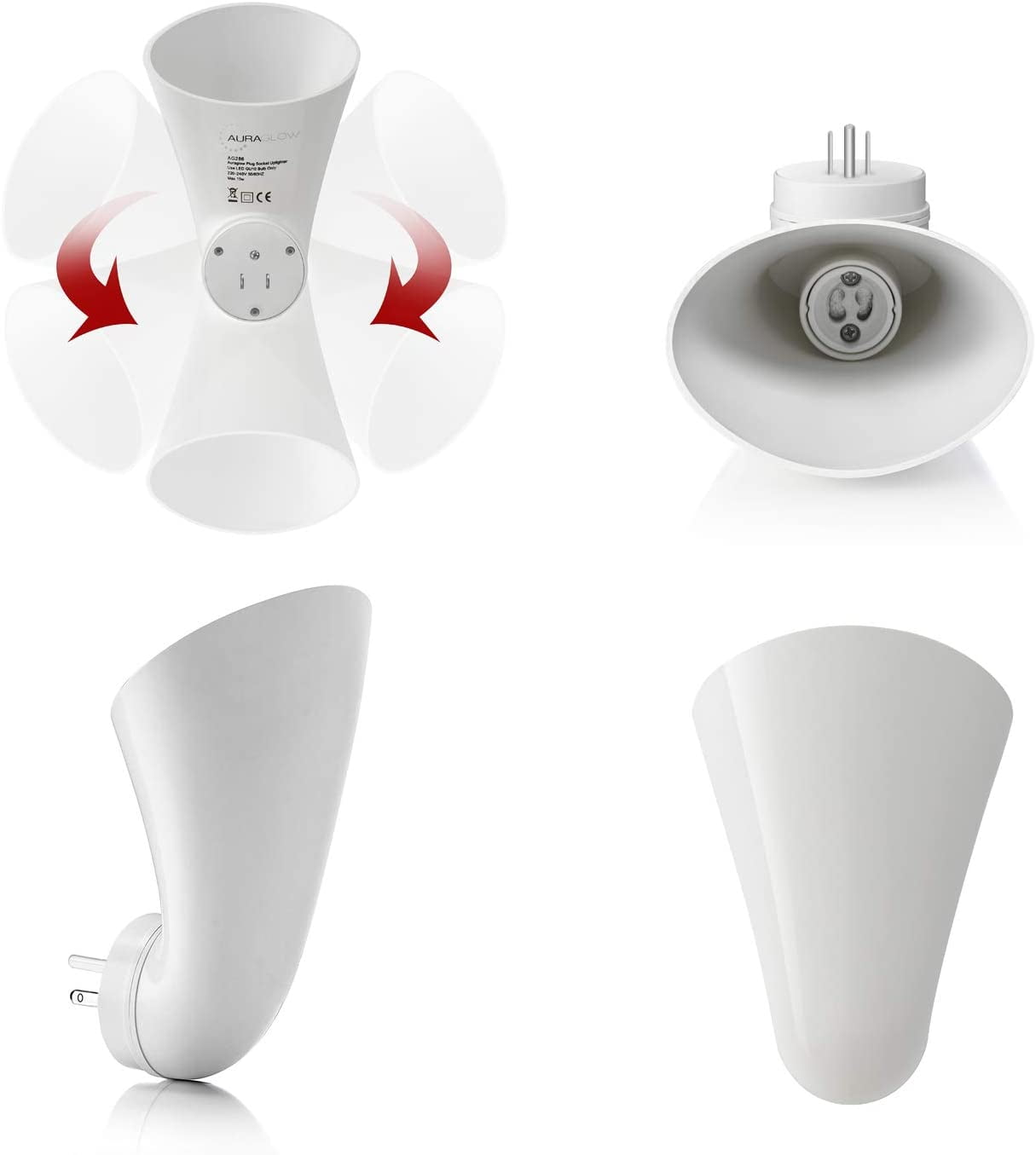 RGHJAR-Plugin GU10 Spotlight Uplighter Wall Sconce Wash Light Plug Socket Outlet Uplight Lamp - NO LED Bulb Included